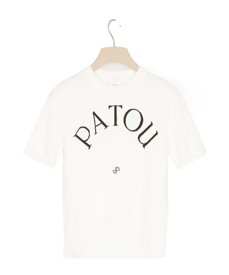 Patou White Logo-jacquard Knitted Top In White