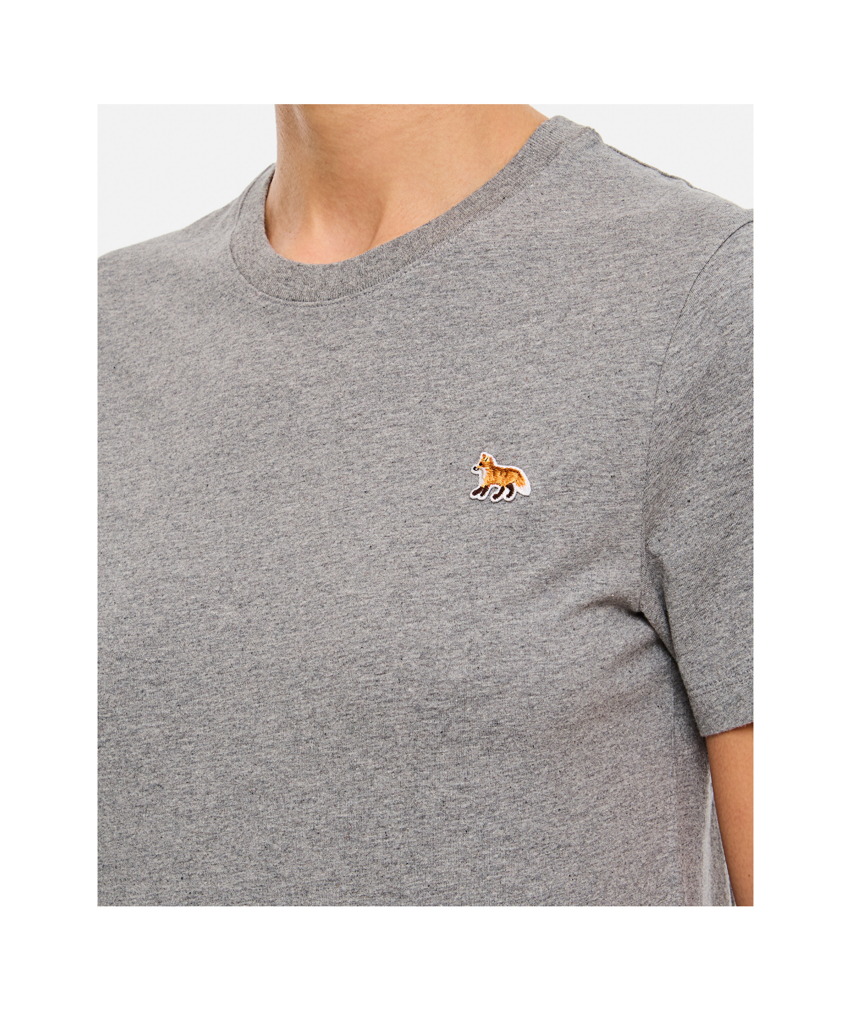 Shop Maison Kitsuné Bold Fox Head Patch Crewneck T-shirt In Gray