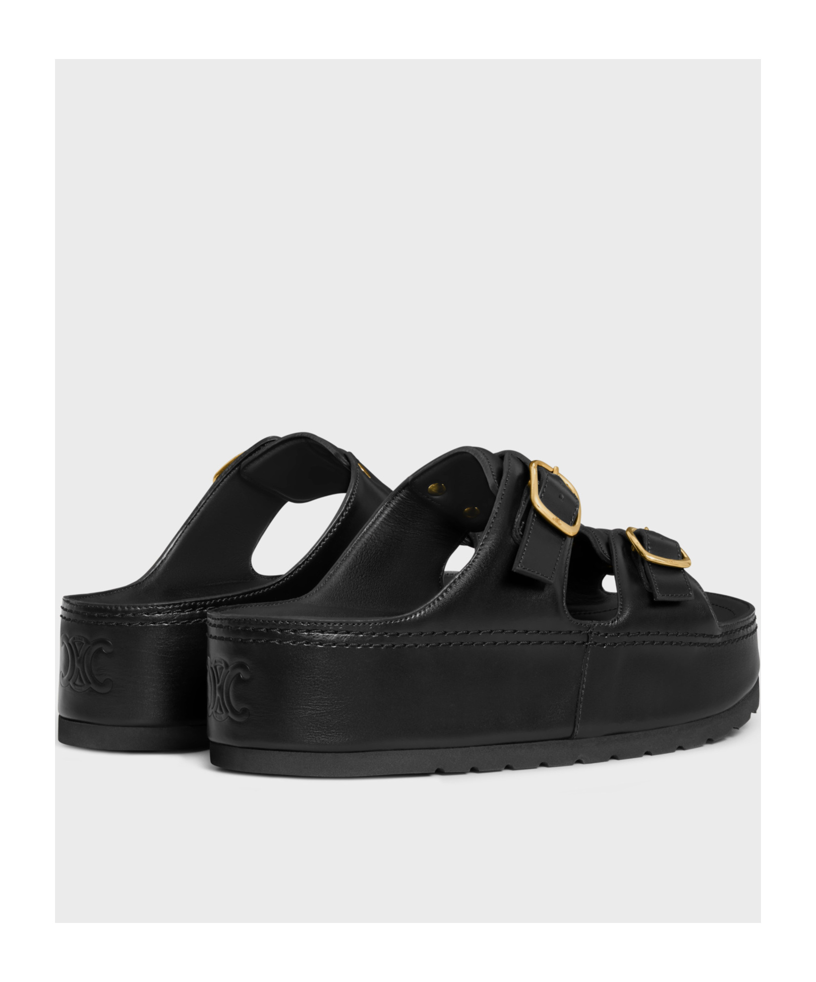 Celine Platform Flat Sandals In Black