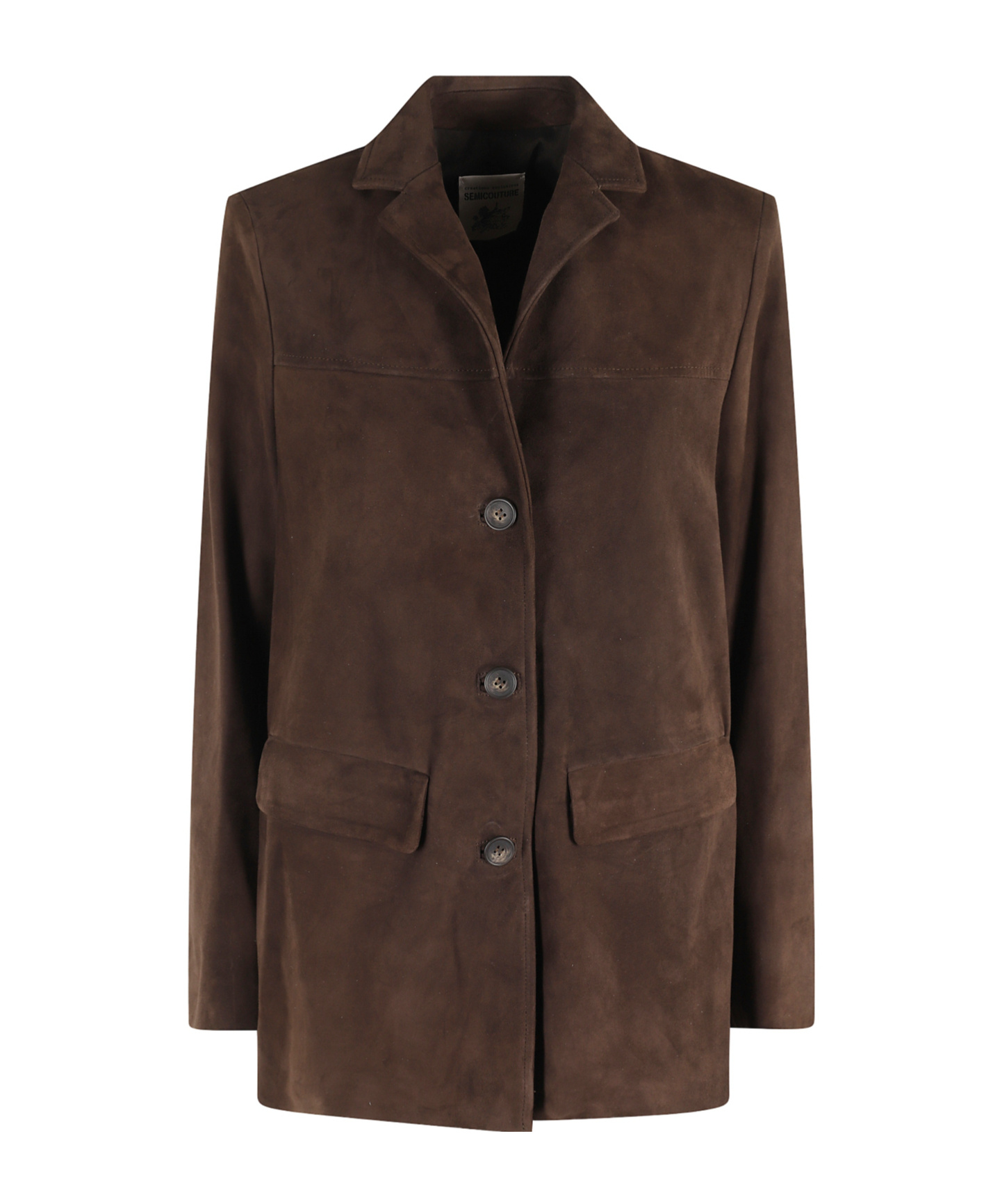 Semicouture Button-down Casual Jacket In Brown