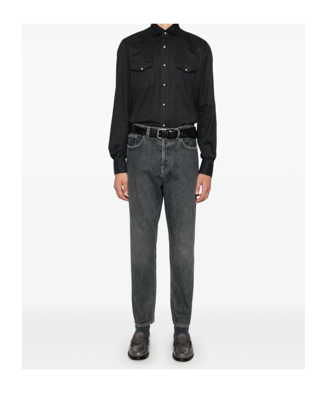 Eleventy Dark Grey Cotton Shirt In Black