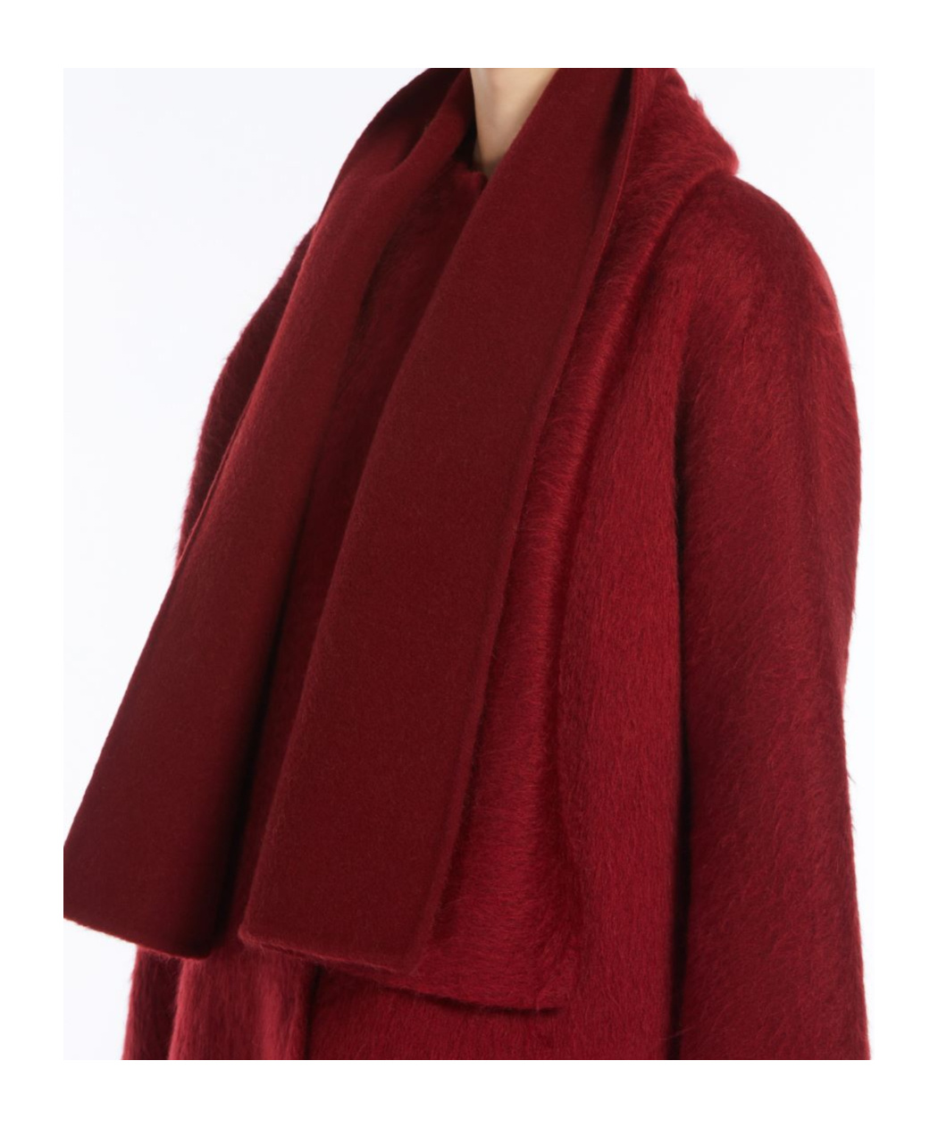 Max Mara Alpaca Wool And Wool Paired With A Scarf In Red