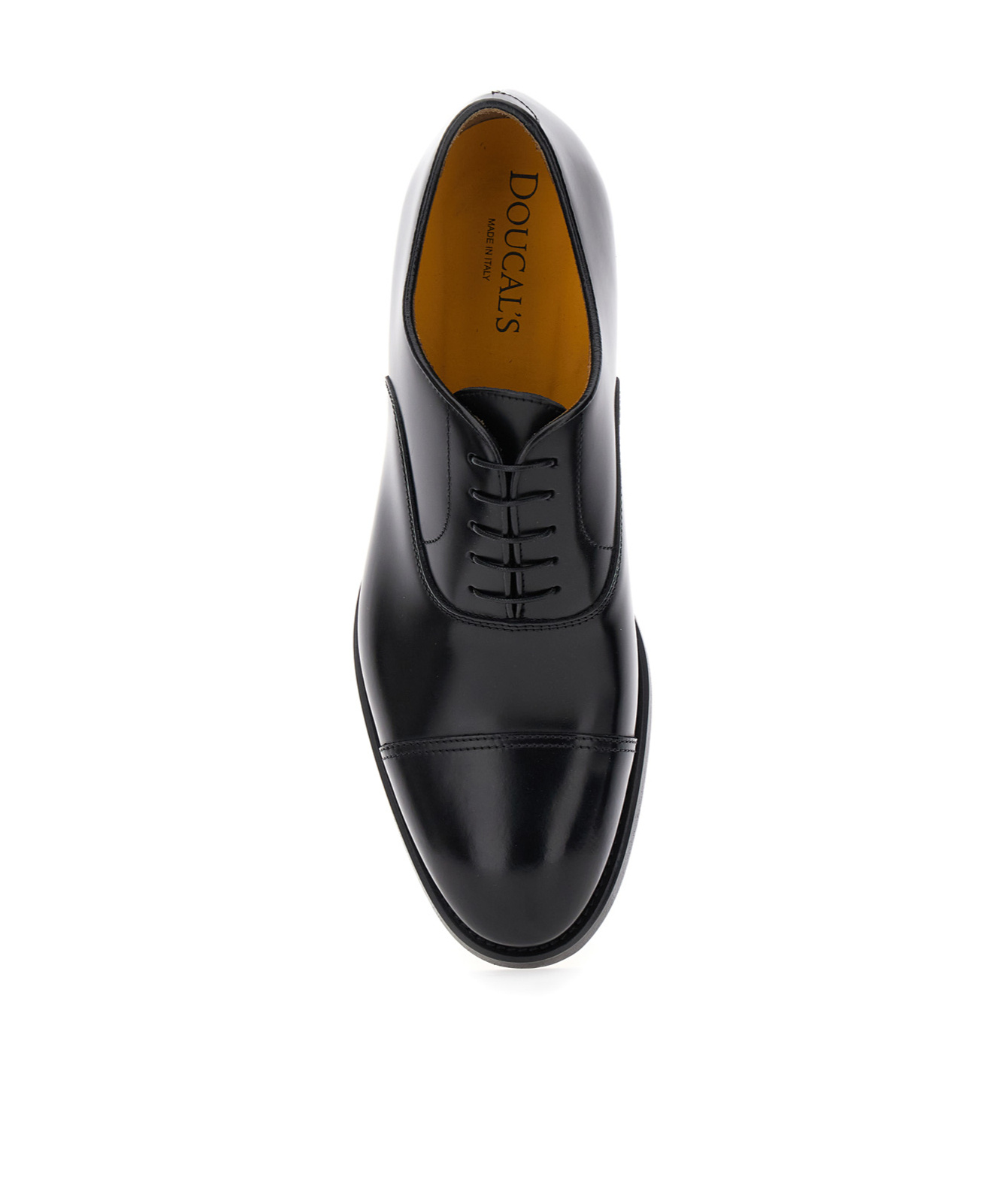Doucal's Blue Oxford Shoes In Brushed Leather With Toe Cap In Black