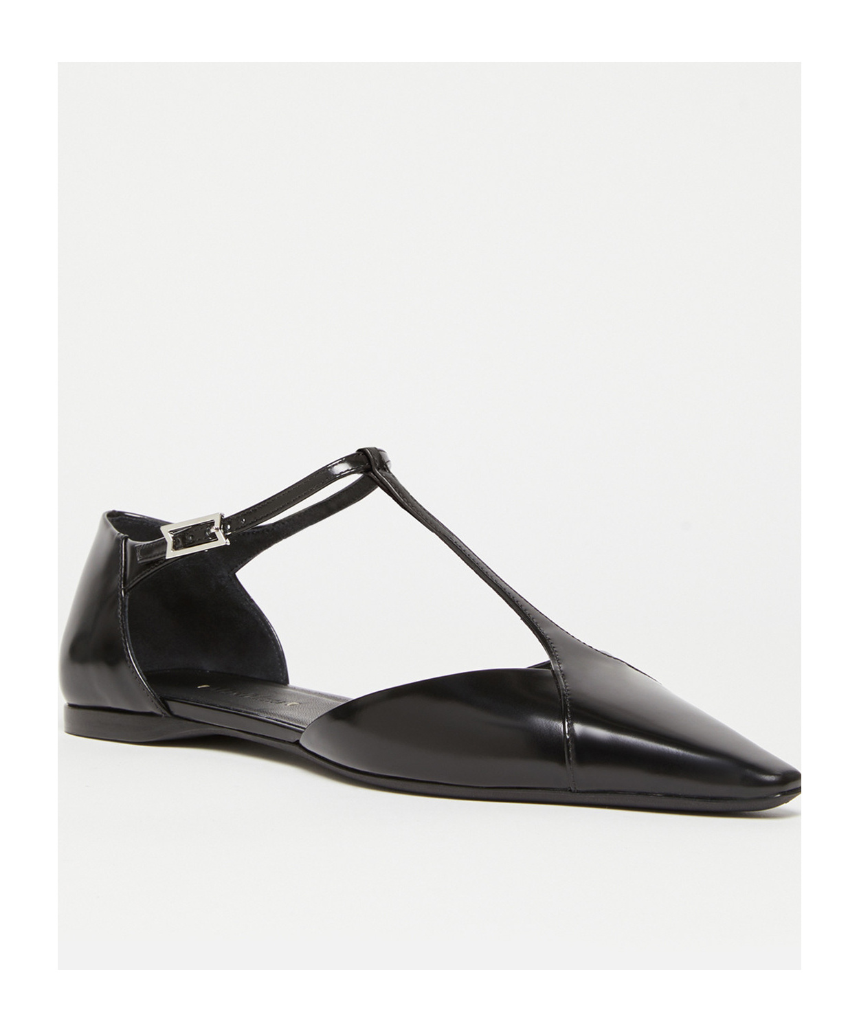 Max Mara Fsilkway Leather Ballet Flats In Black