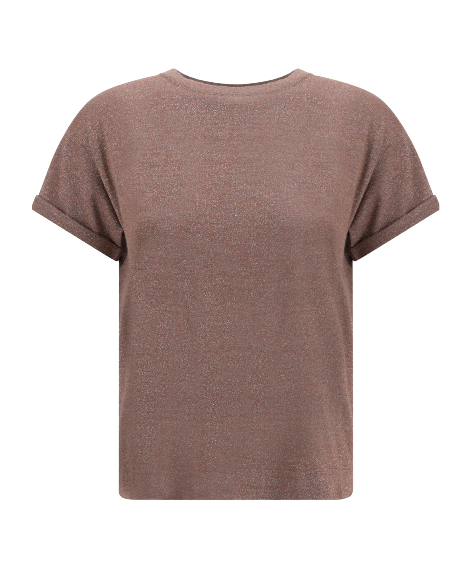 Brunello Cucinelli Metallic-knit T-shirt In Brown