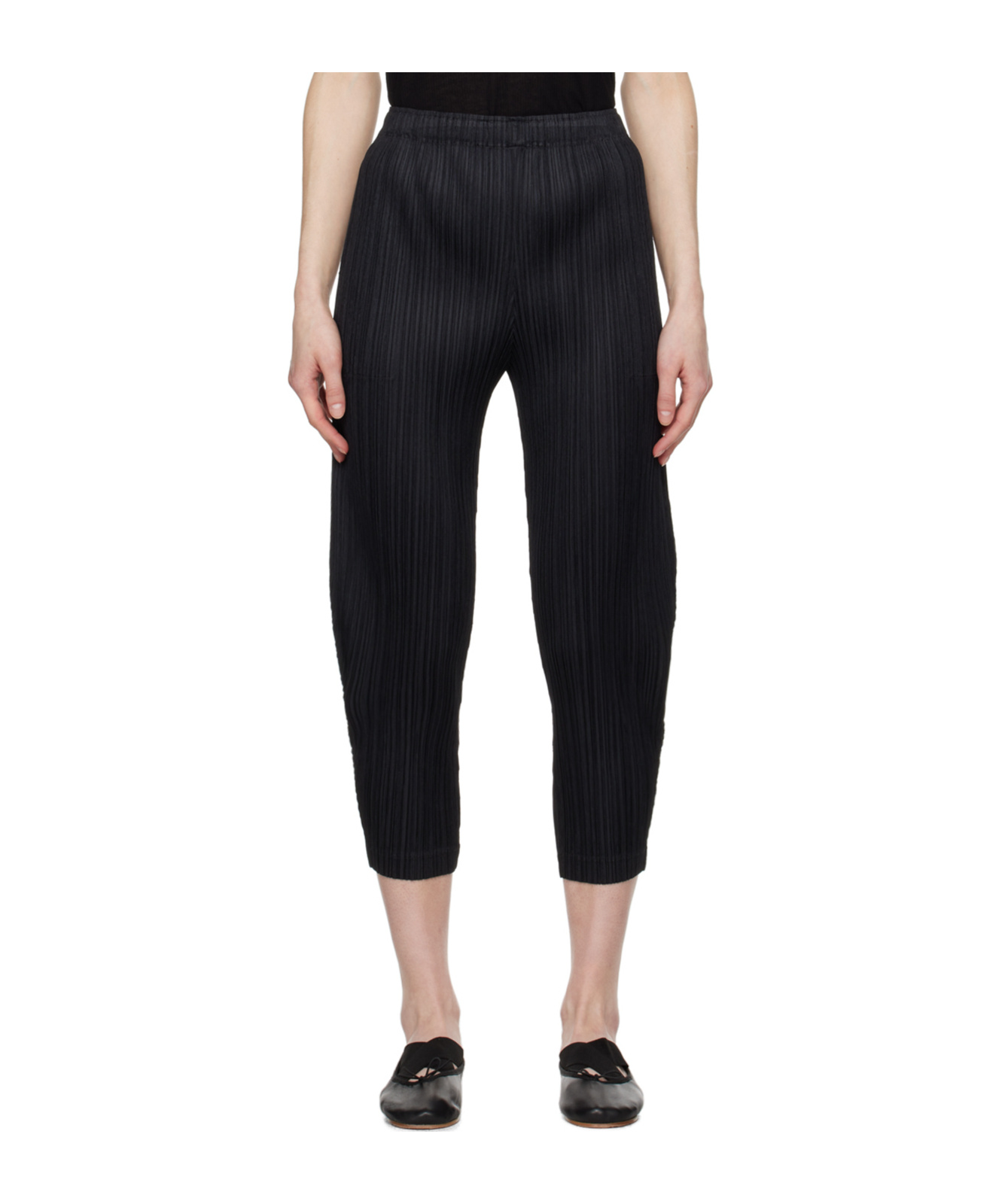 Shop Issey Miyake Elastic Waist Casual Pants In Black