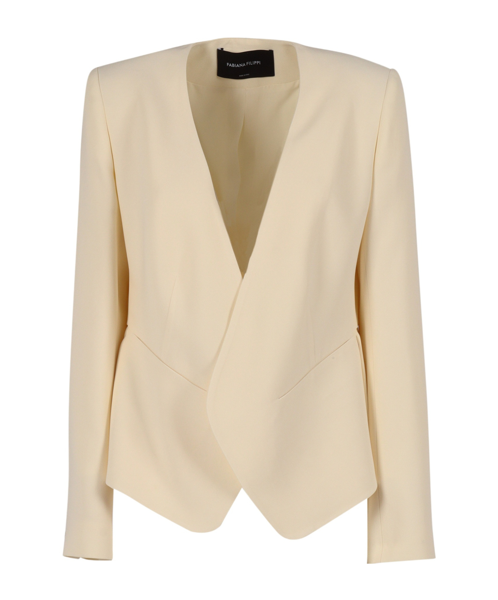 Fabiana Filippi Cady Flared Jacket With Filo Diamante Piercing In Neutral