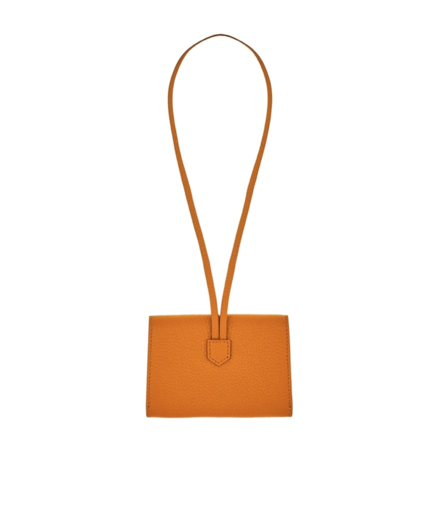 Ferragamo Card Holder Charm In Orange