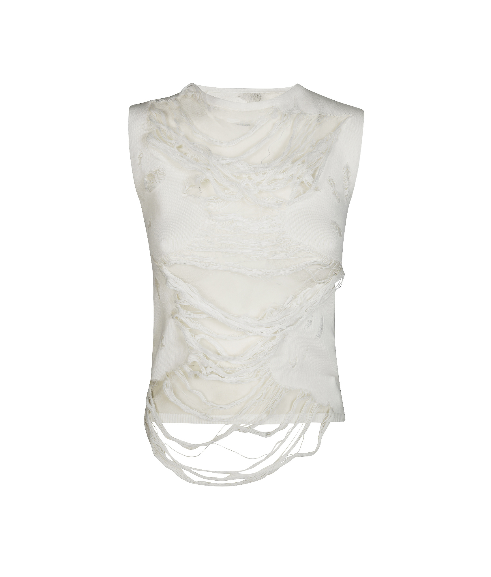 Mm6 Maison Margiela Mm6 By Maison Margiela Layered Distressed Fabric Sleeveless Top In White