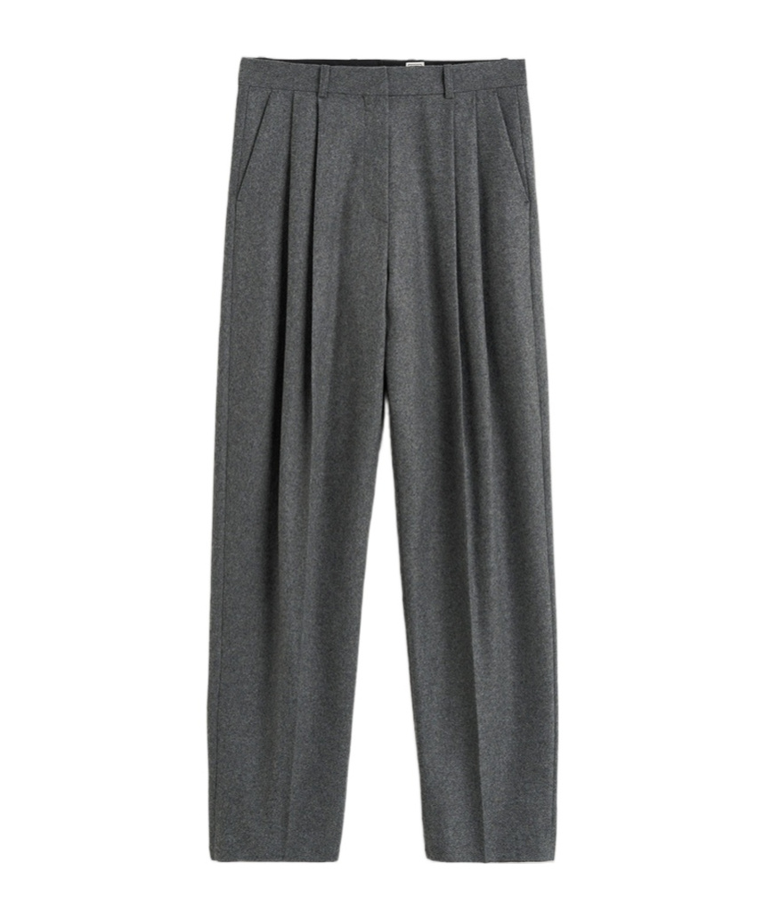 Totême Grey Pants With Belt Loops And Pences In Wool Blend Woman In Black