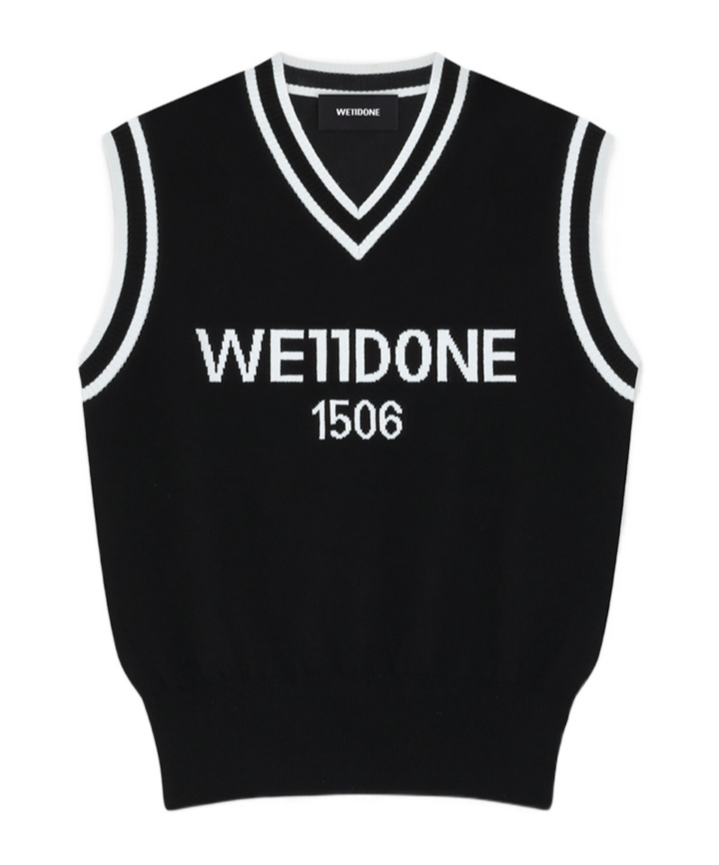 We11 Done Logo Knit Vest In Black