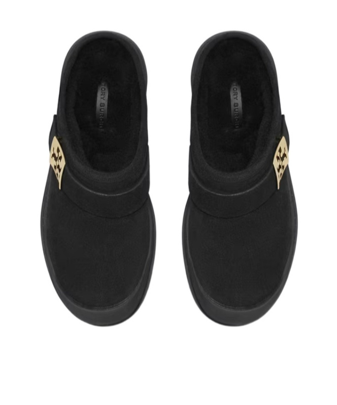 Tory Burch Mellow Shearling Platform Mules In Black