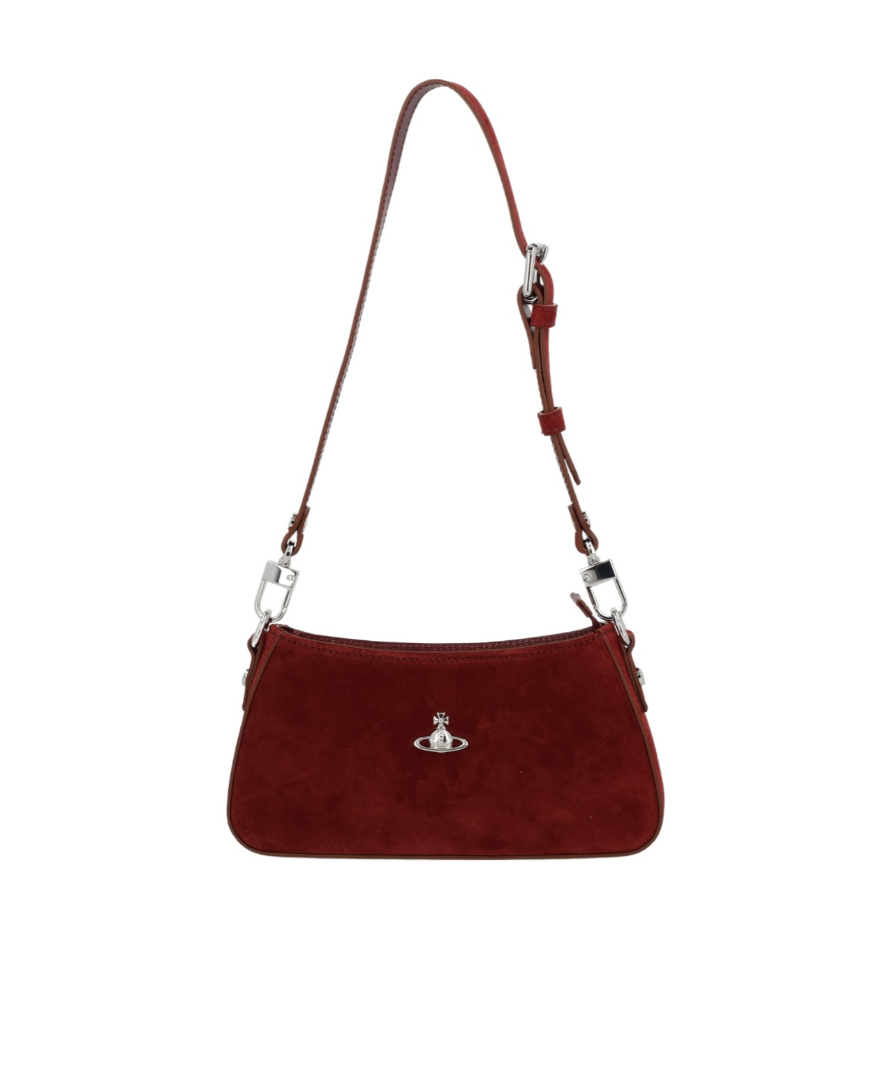 Vivienne Westwood Suede Shoulder Bag Adjustable Strap In Red