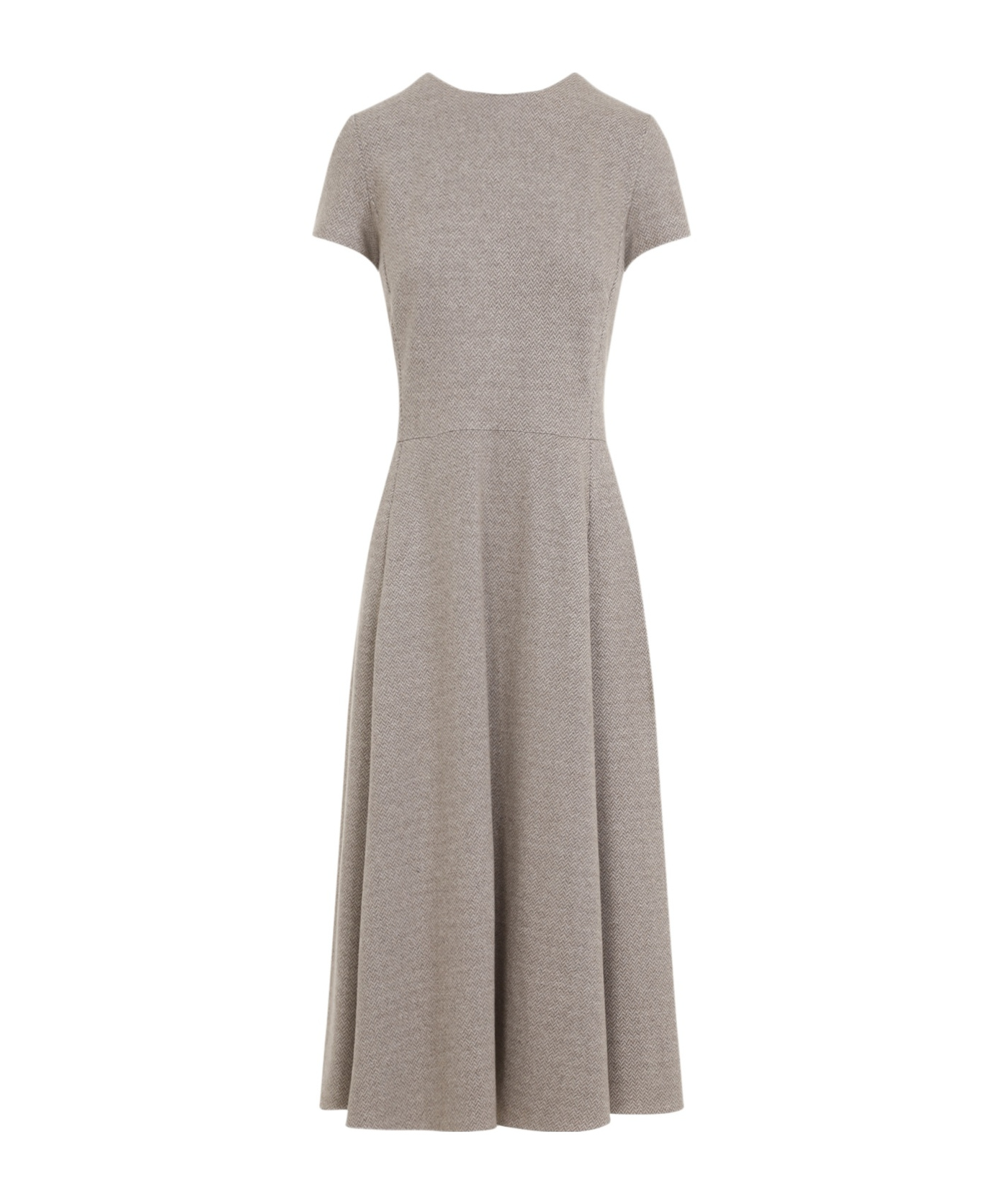 Ralph Lauren Herringbone-pattern Midi Dress In Gray