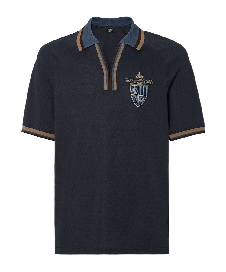 Fendi Ff Jacquard Polo Shirt In Black
