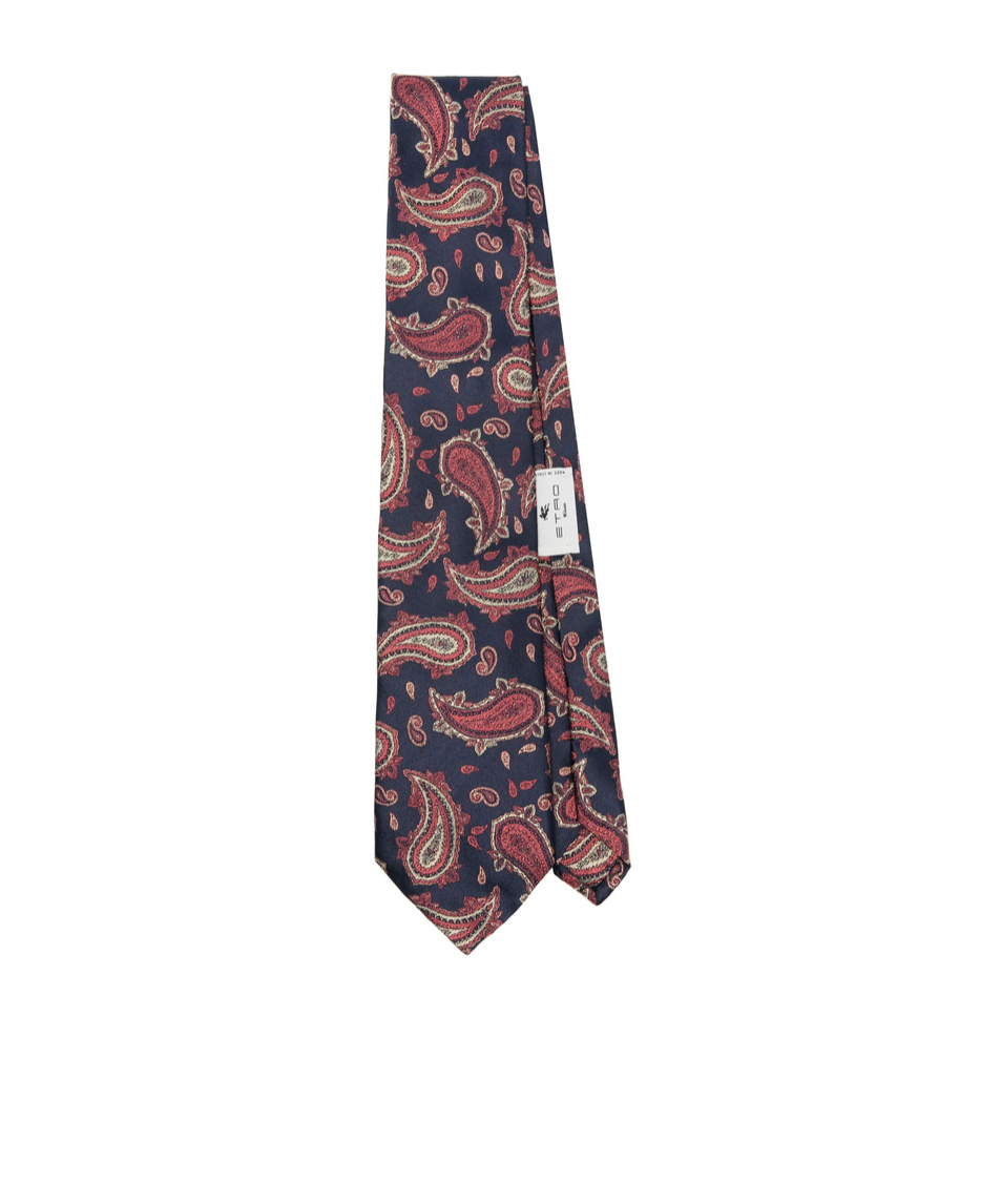 Etro , Paisley Silk Jacquard Tie, Man, Blue In Brown
