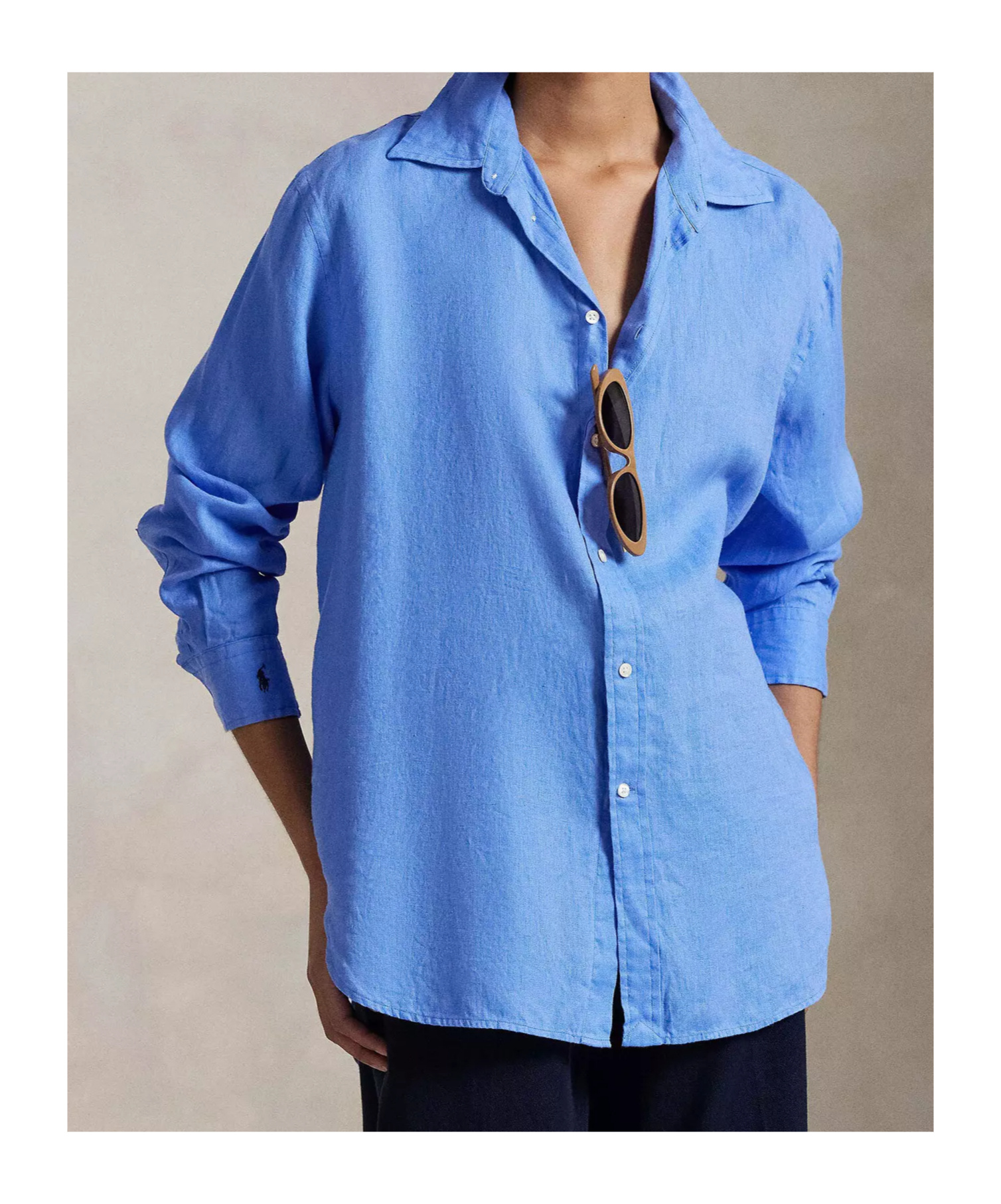Shop Polo Ralph Lauren Linen Shirt In Blue