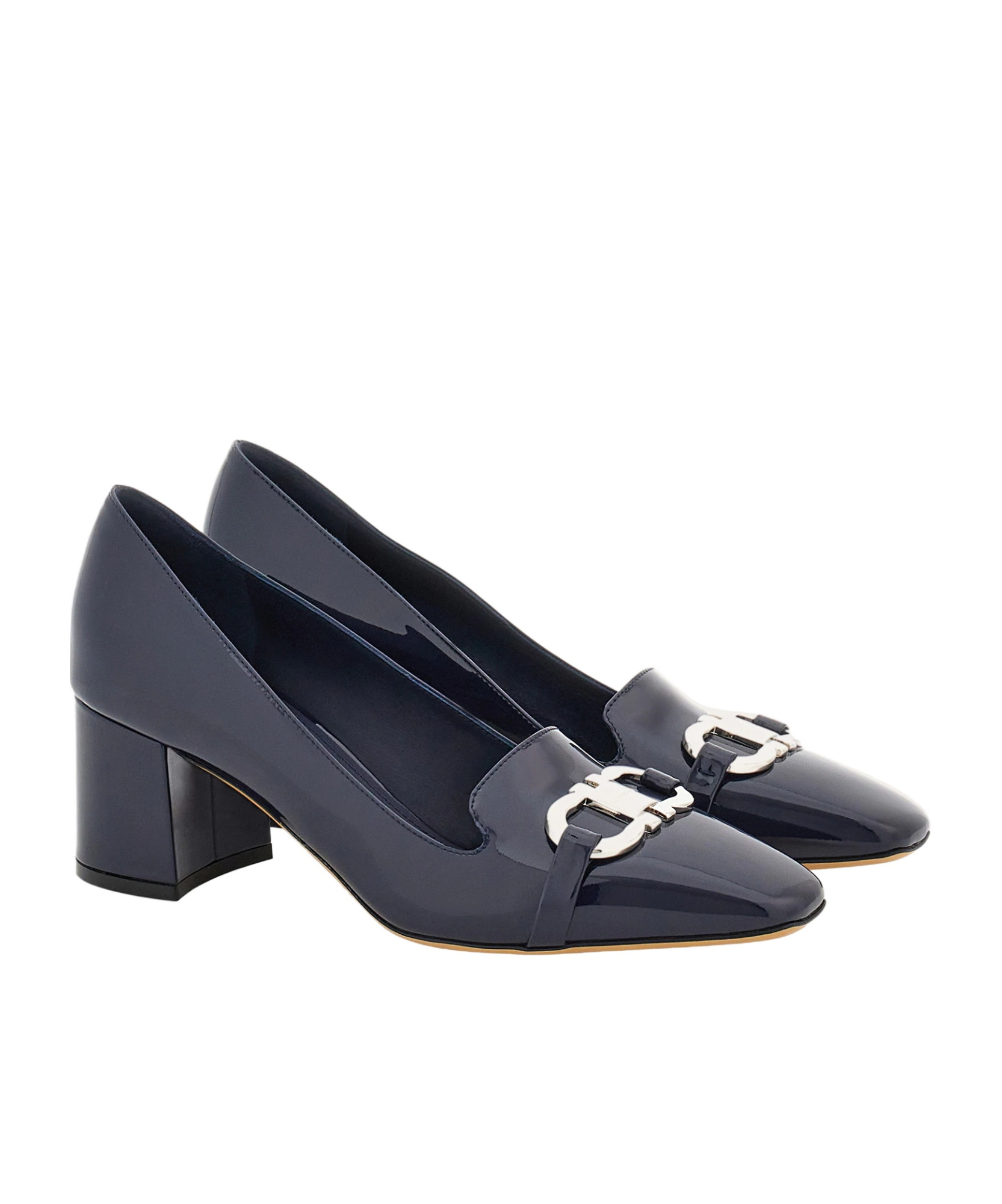 Ferragamo Pump With Gancini Ornament In Blue