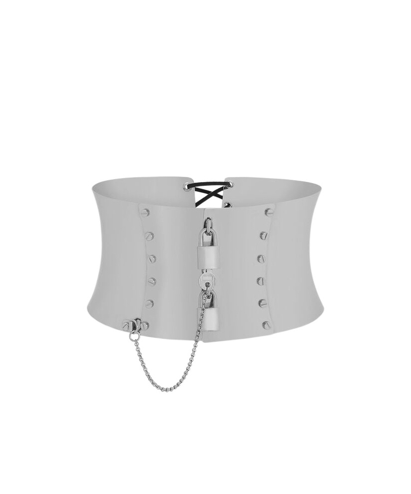 DOLCE & GABBANA PADLOCK-DETAIL METALLIC BELT