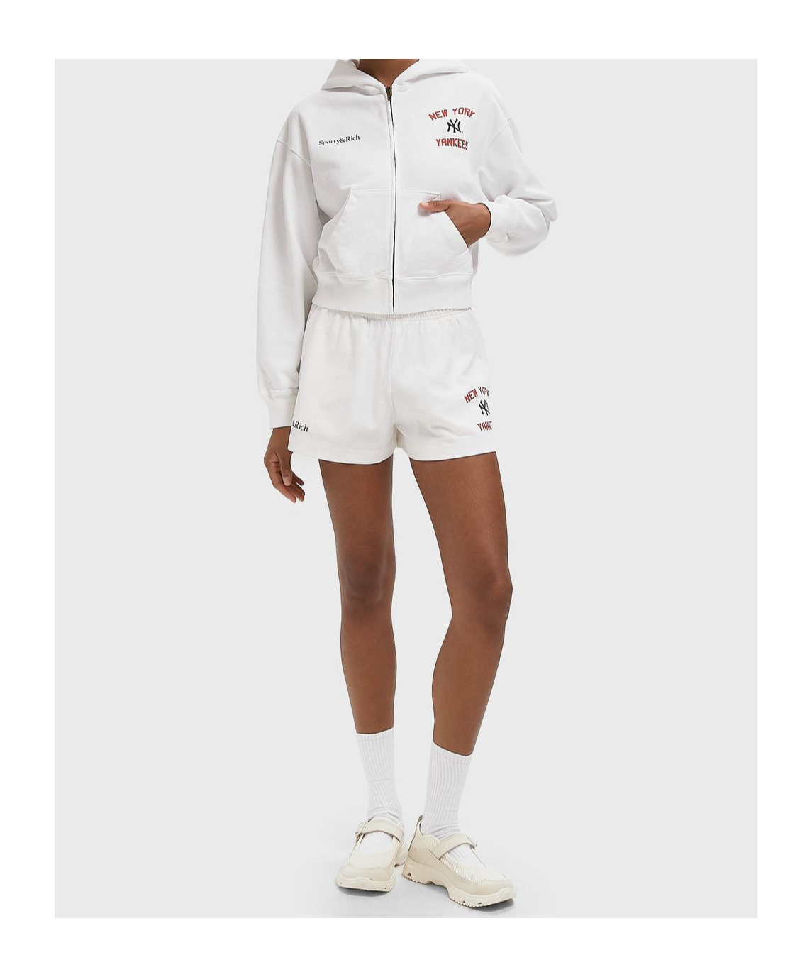 Sporty And Rich Elastic Waist Shorts In White