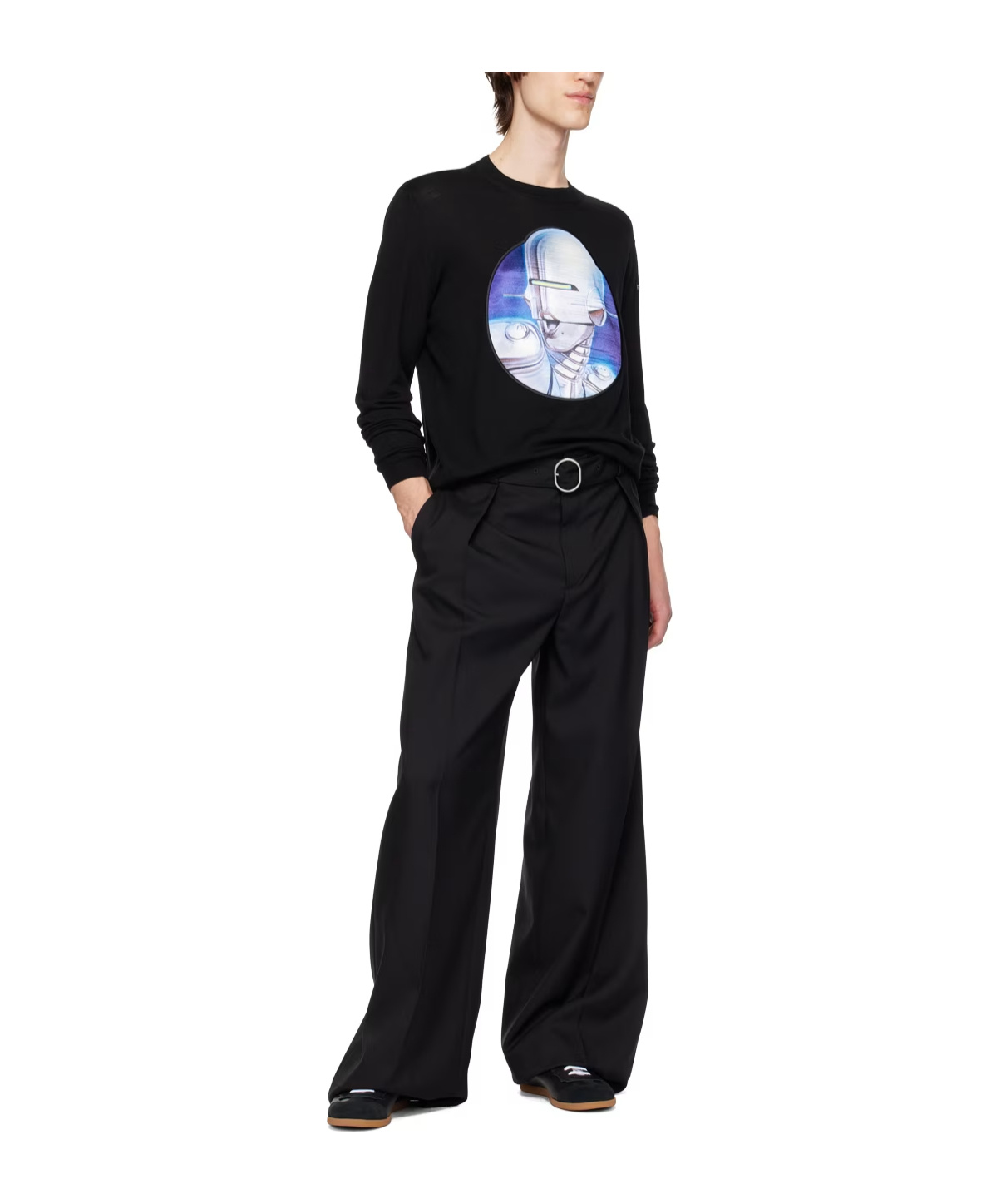 Stella Mccartney Pattern Round-neck Sweater In Black