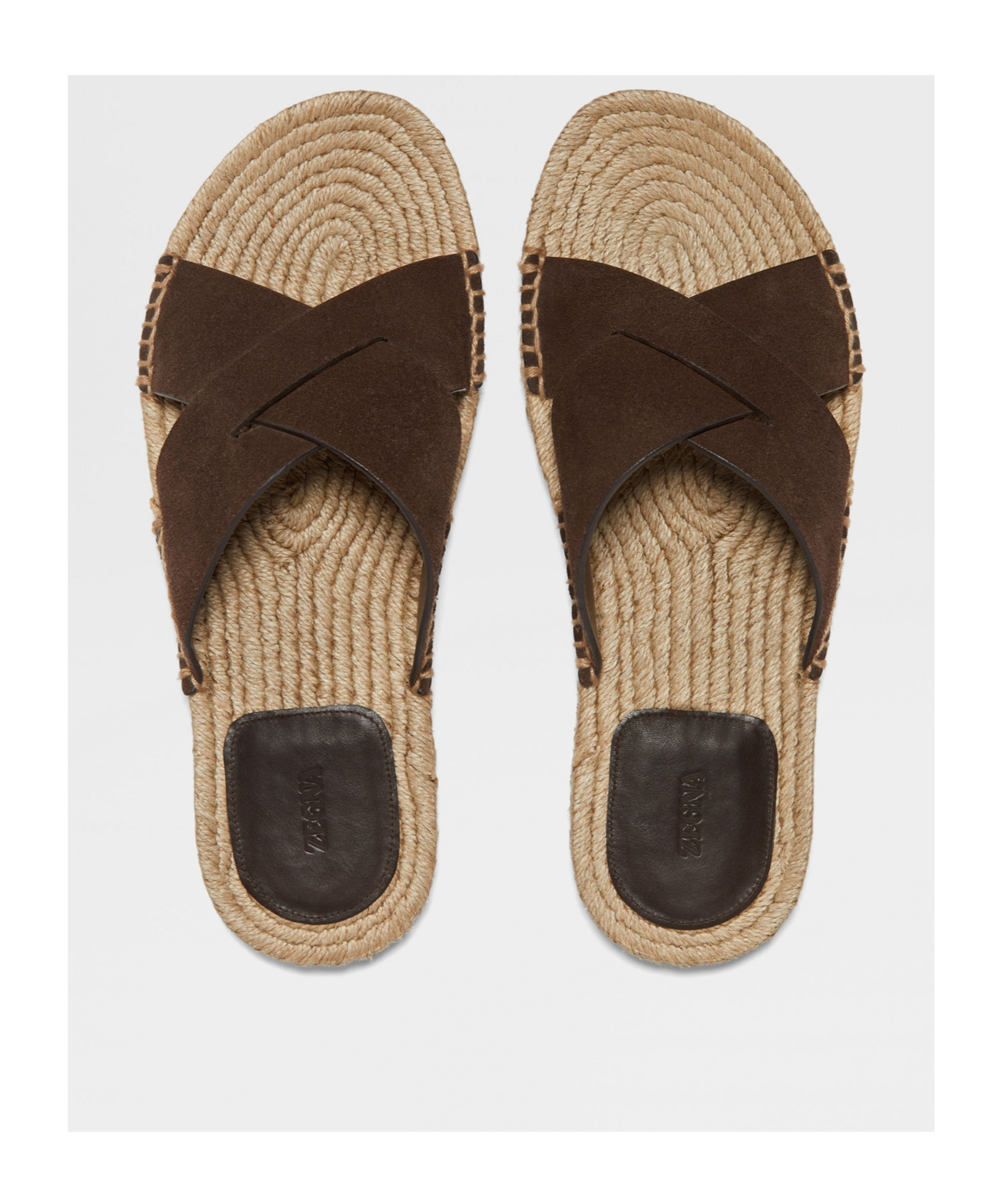 Zegna Mens Dark Brown Crossover Suede Espadrilles Eur 41 / 7 Uk In Brown
