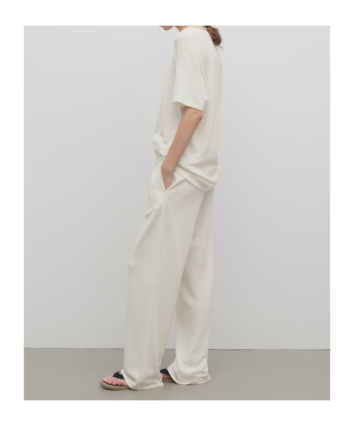 The Row Gala Silk-linen Straight-leg Pants In Pearl Grey