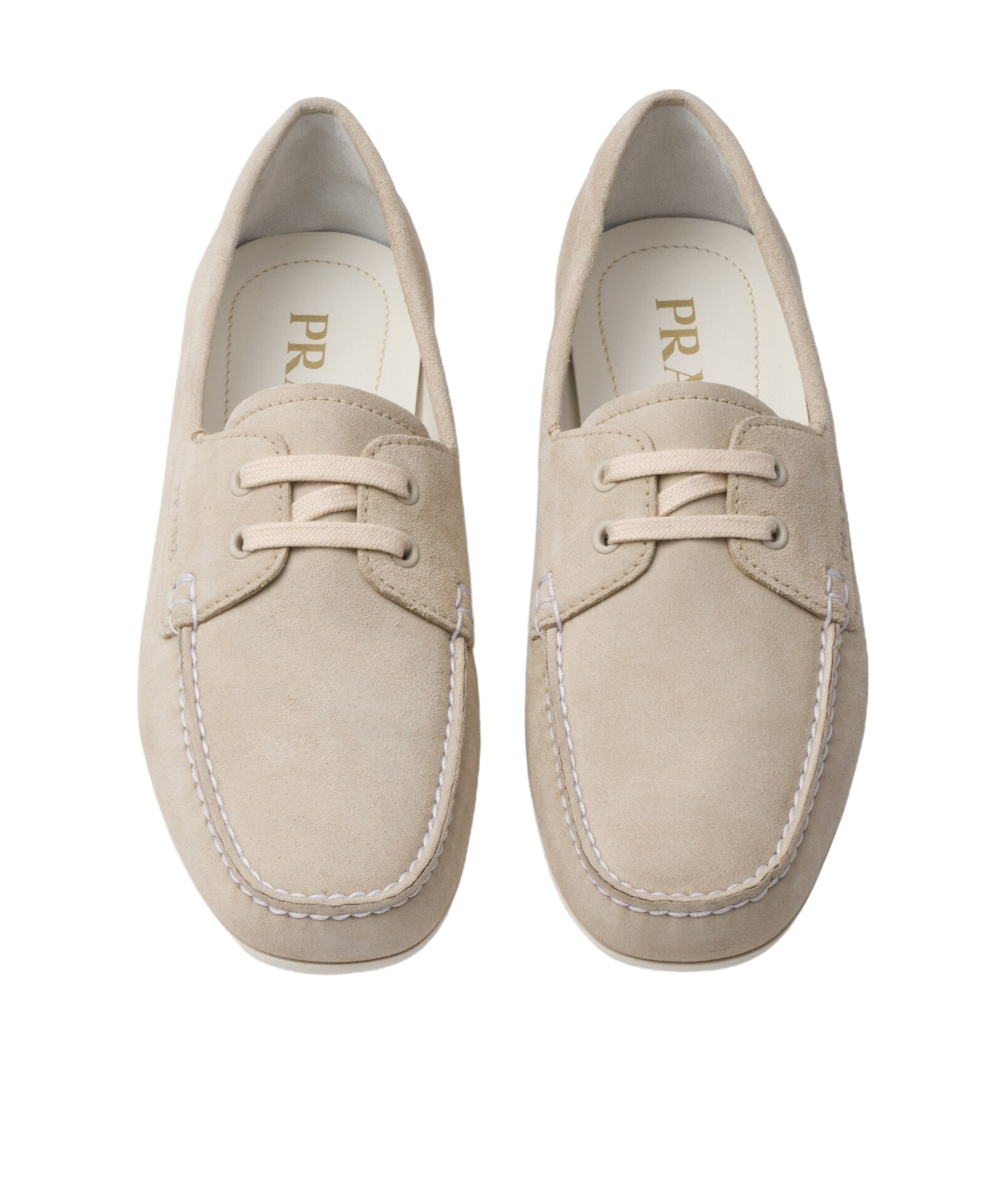 Prada Suede Driving Shoes In Nude