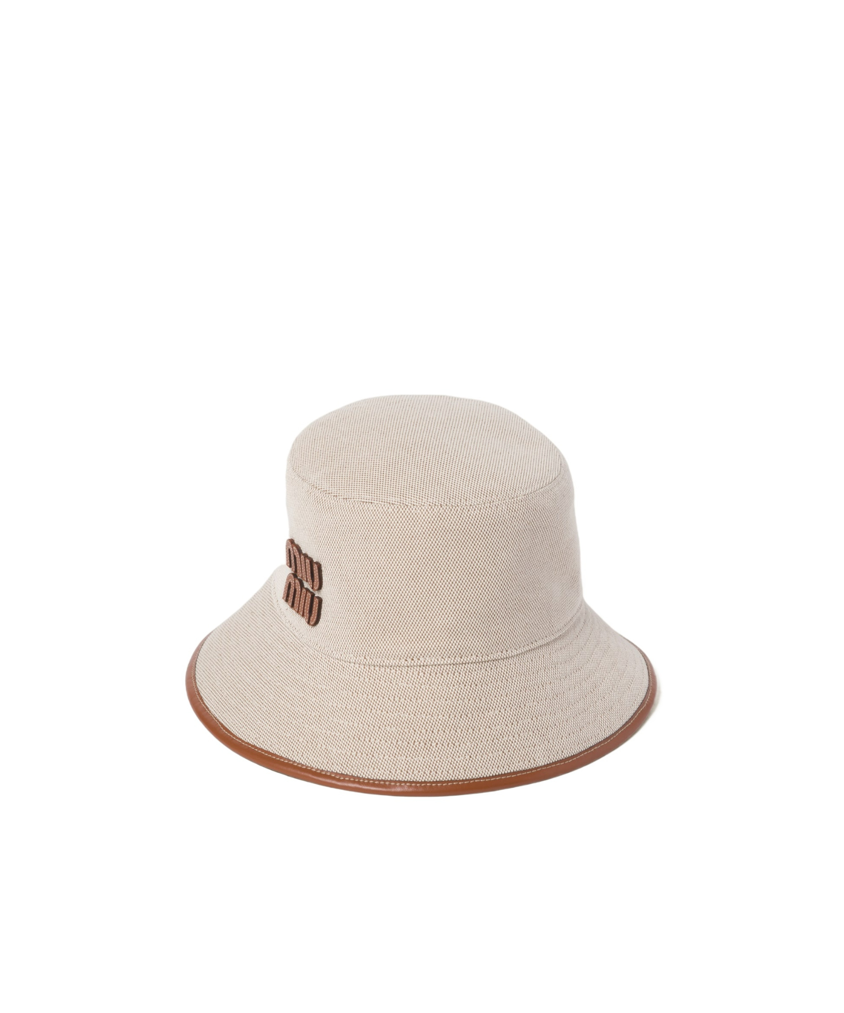 Miu Miu Logo-patch Canvas Bucket Hat In Nude