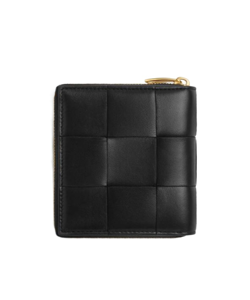 Bottega Veneta Small Cassette Compact Zip Around Wallet In Black