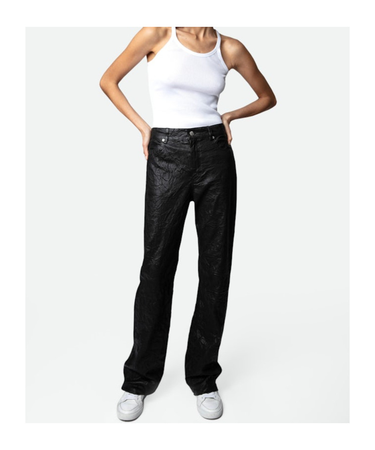 Zadig & Voltaire Evy Pleated Leather Pants In Black