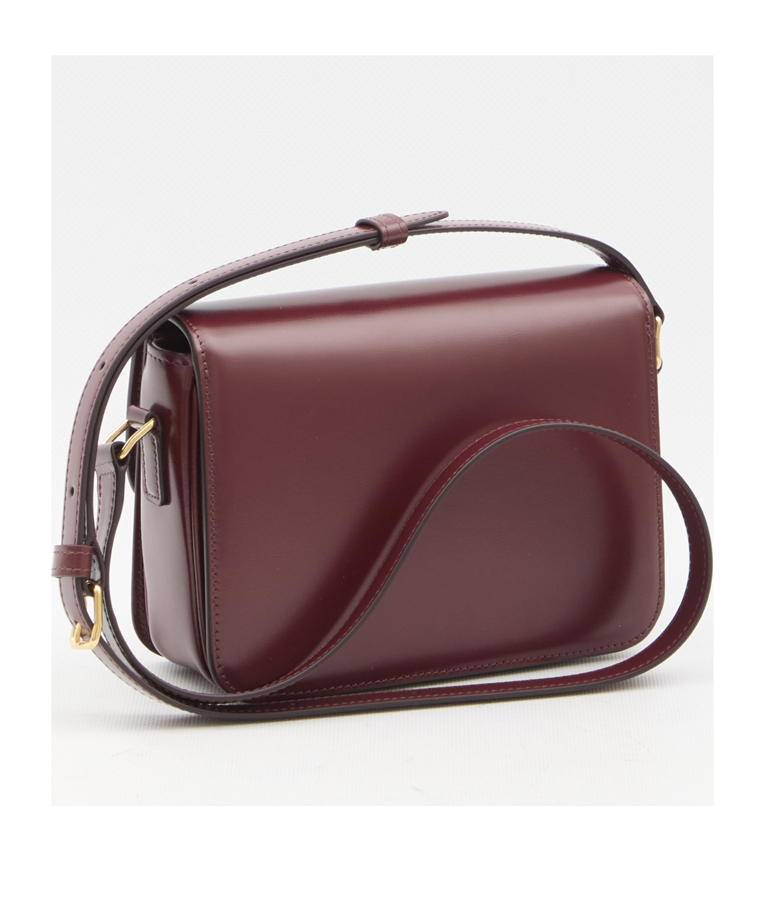 Celine Teen Triomphe Shiny Shoulder Bag In Red