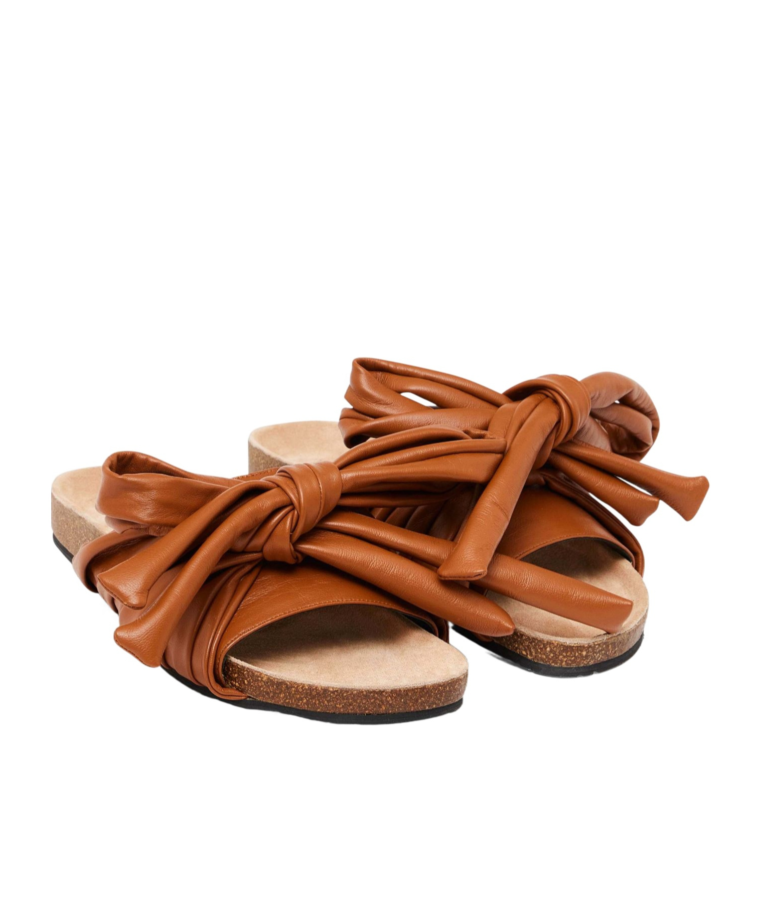 Jw Anderson Bow Flat Sandals In Brown