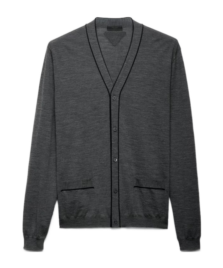 Prada Wool Cardigan In Slate Grey