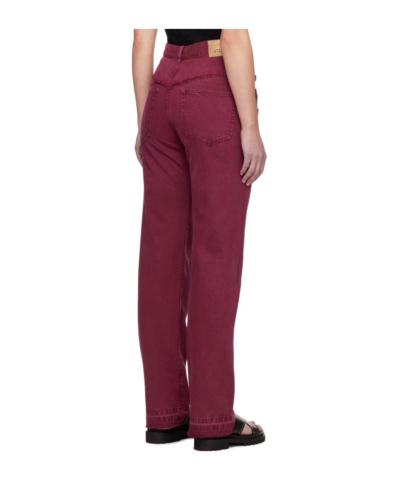 Isabel Marant Noemie Raw-edge Straight Leg Jeans In Red