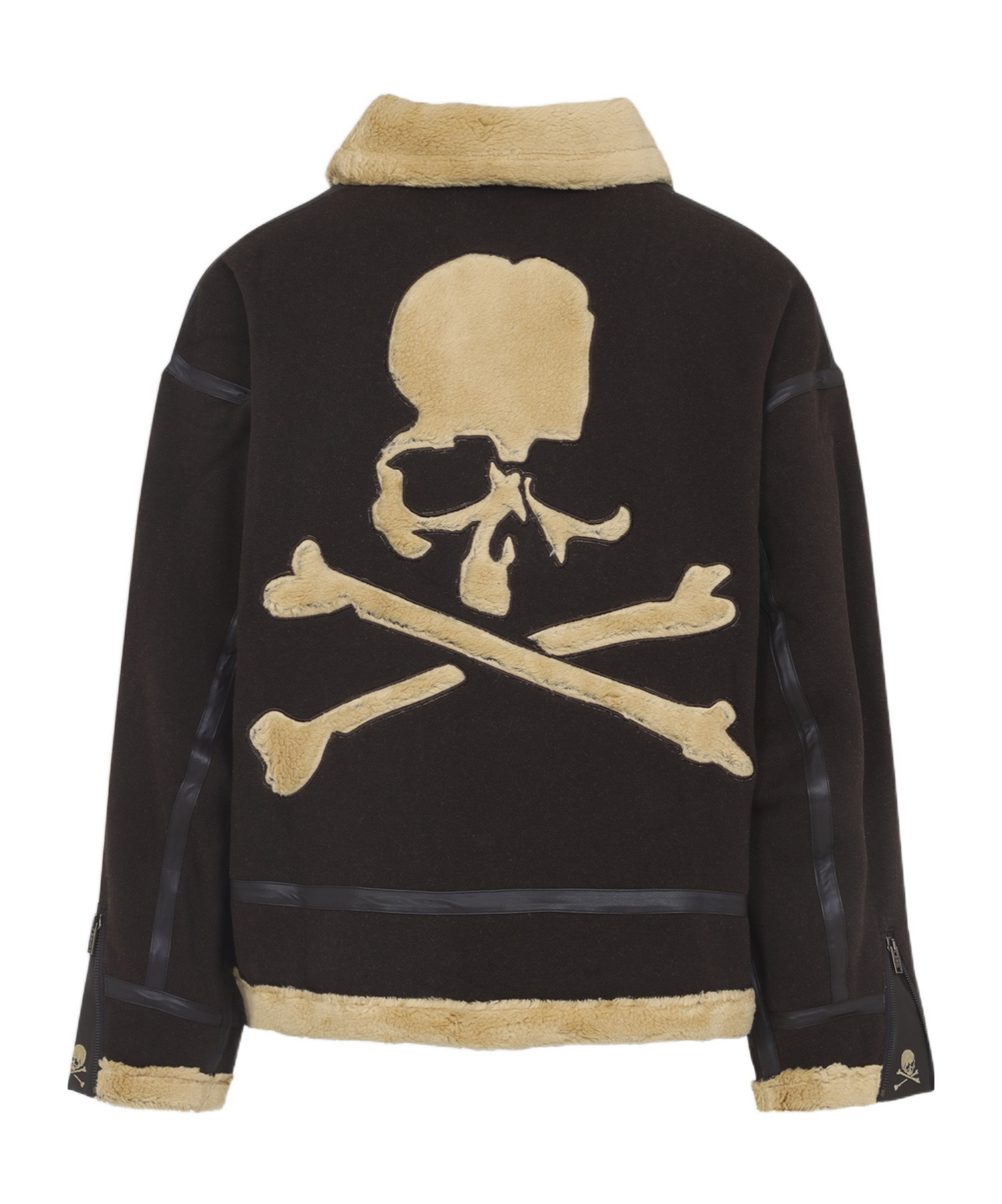 Mastermind Japan Brown Cotton Mutton Jacket With Embroidered Skull Detail In Brown