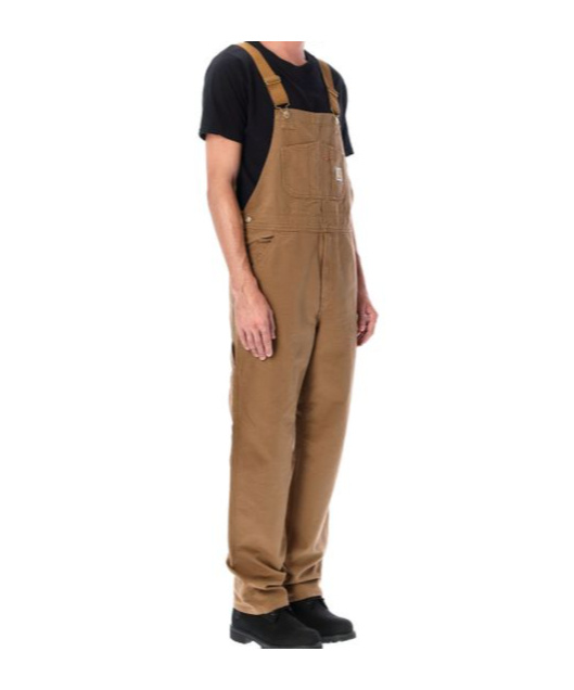 Carhartt Wip Bib Logo Patch Overalls In Brown