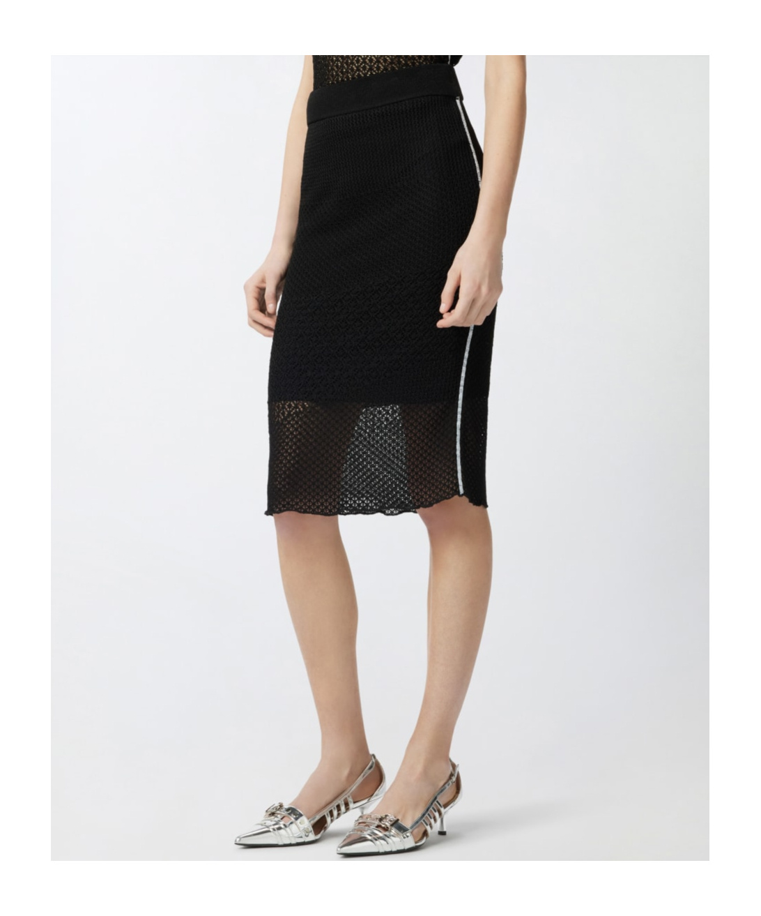 Pinko High-waisted Knitted Midi Skirt In Black