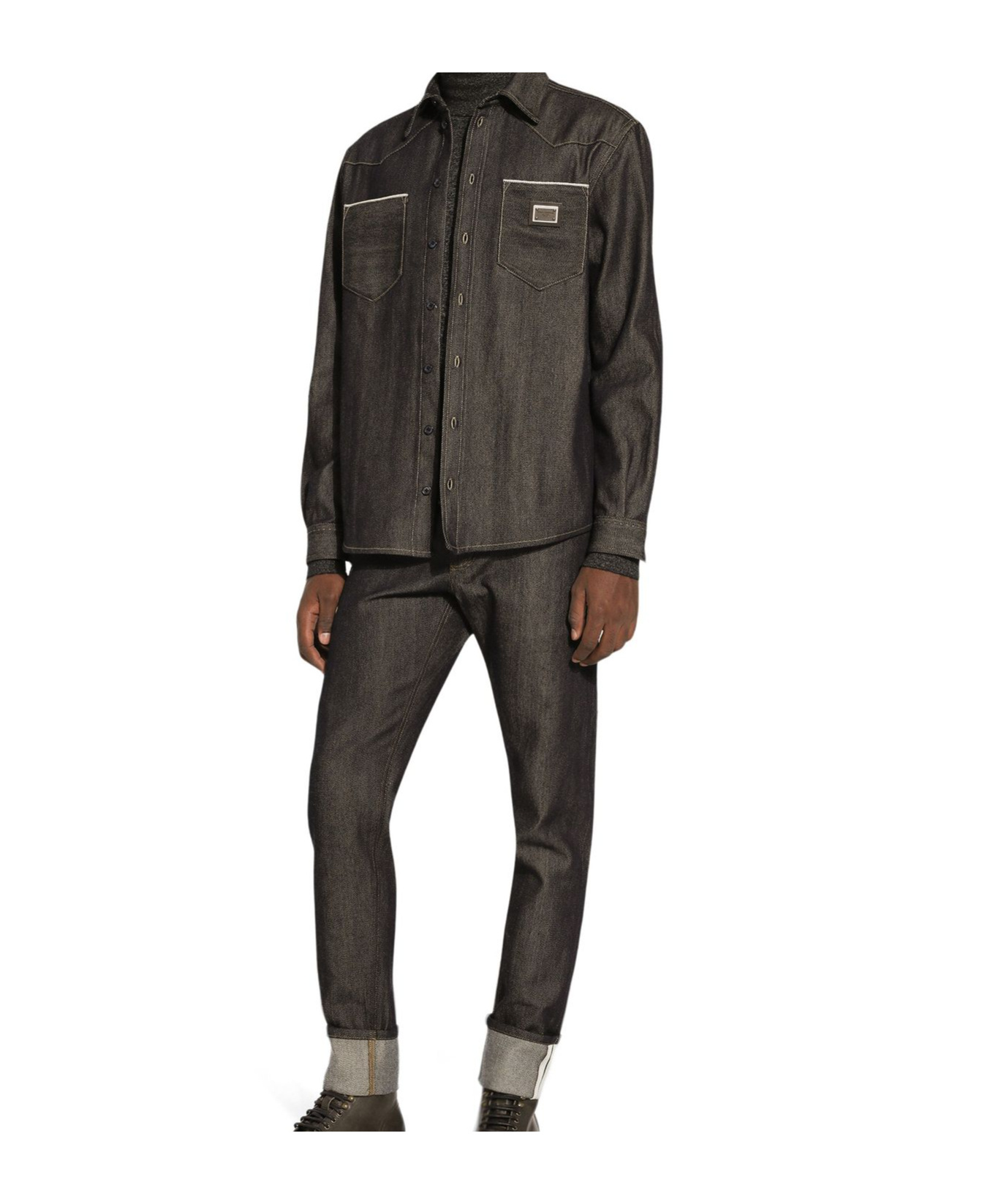 Dolce & Gabbana Regular-fit Blue Denim Jeans In Black