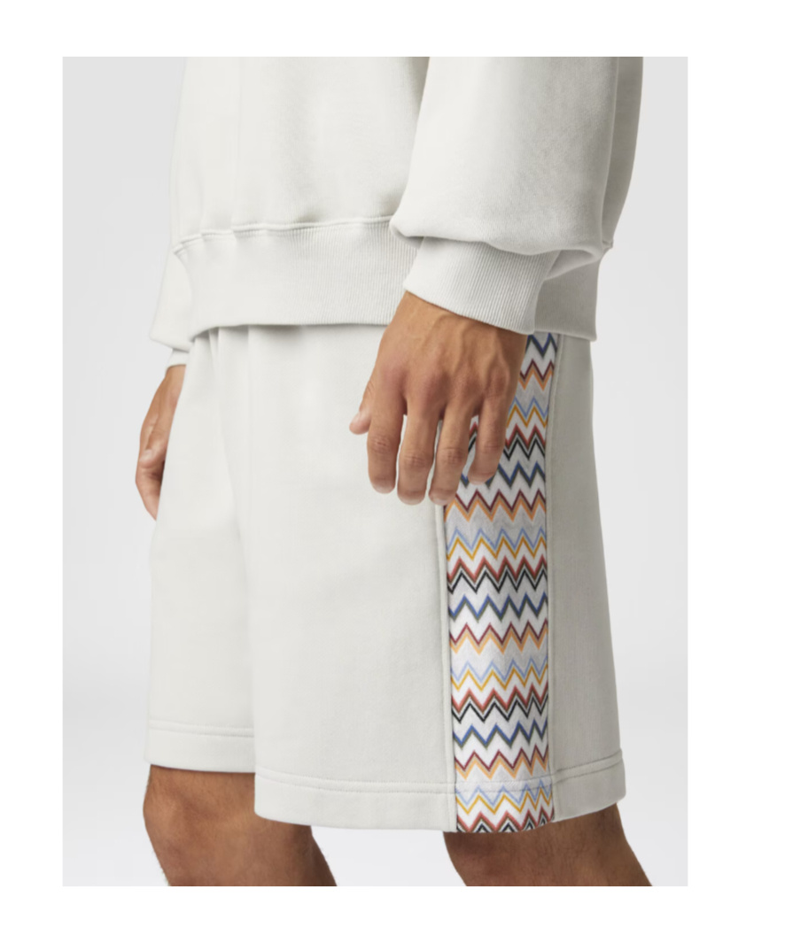 Missoni Cotton Shorts With Zigzag Insert In White