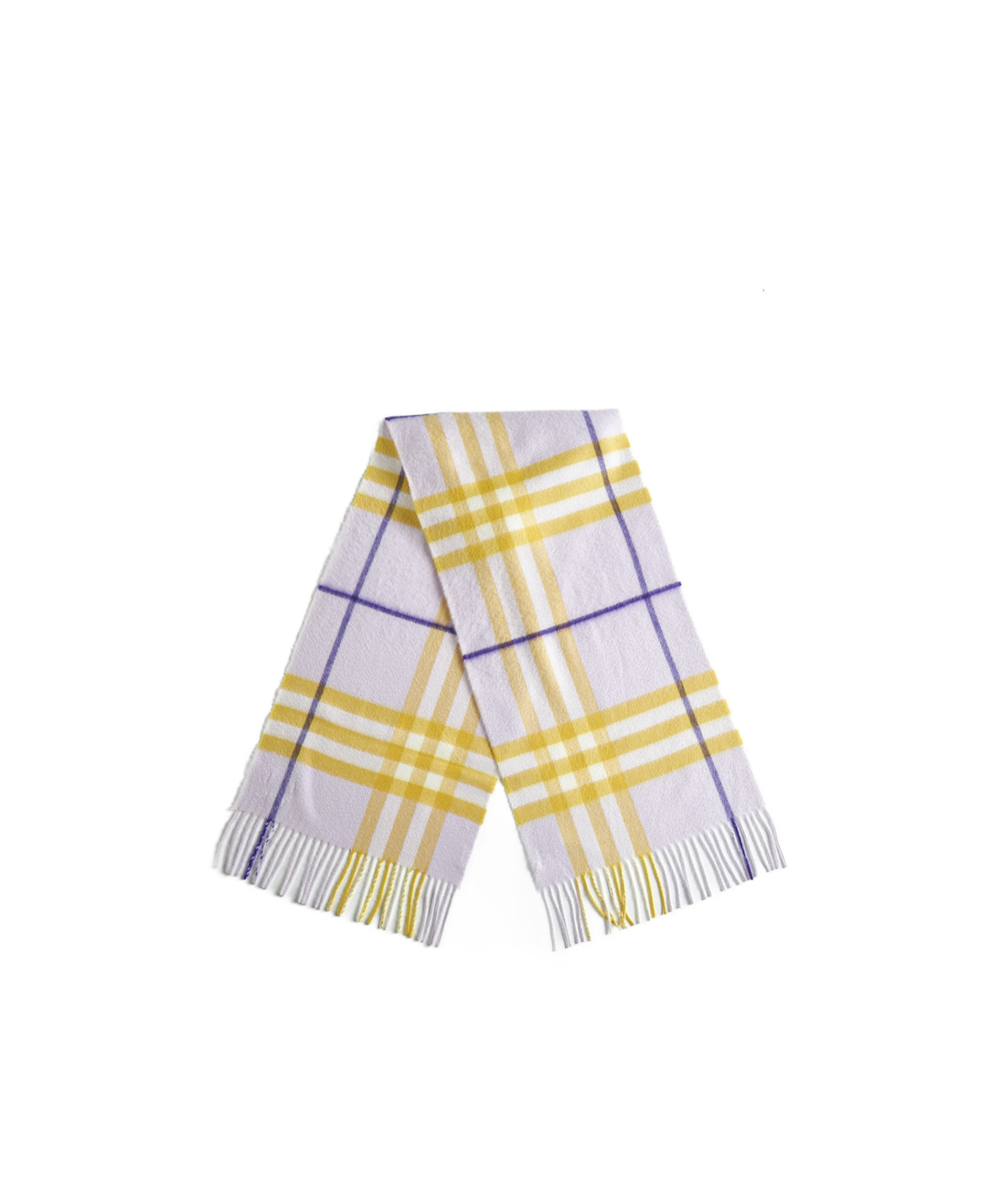 Burberry Check Pattern Cashmere Scarf In White