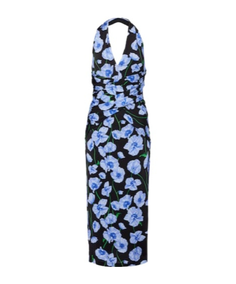 Carolina Herrera Floral-print Stretch-jersey Halterneck Midi Dress In Multi