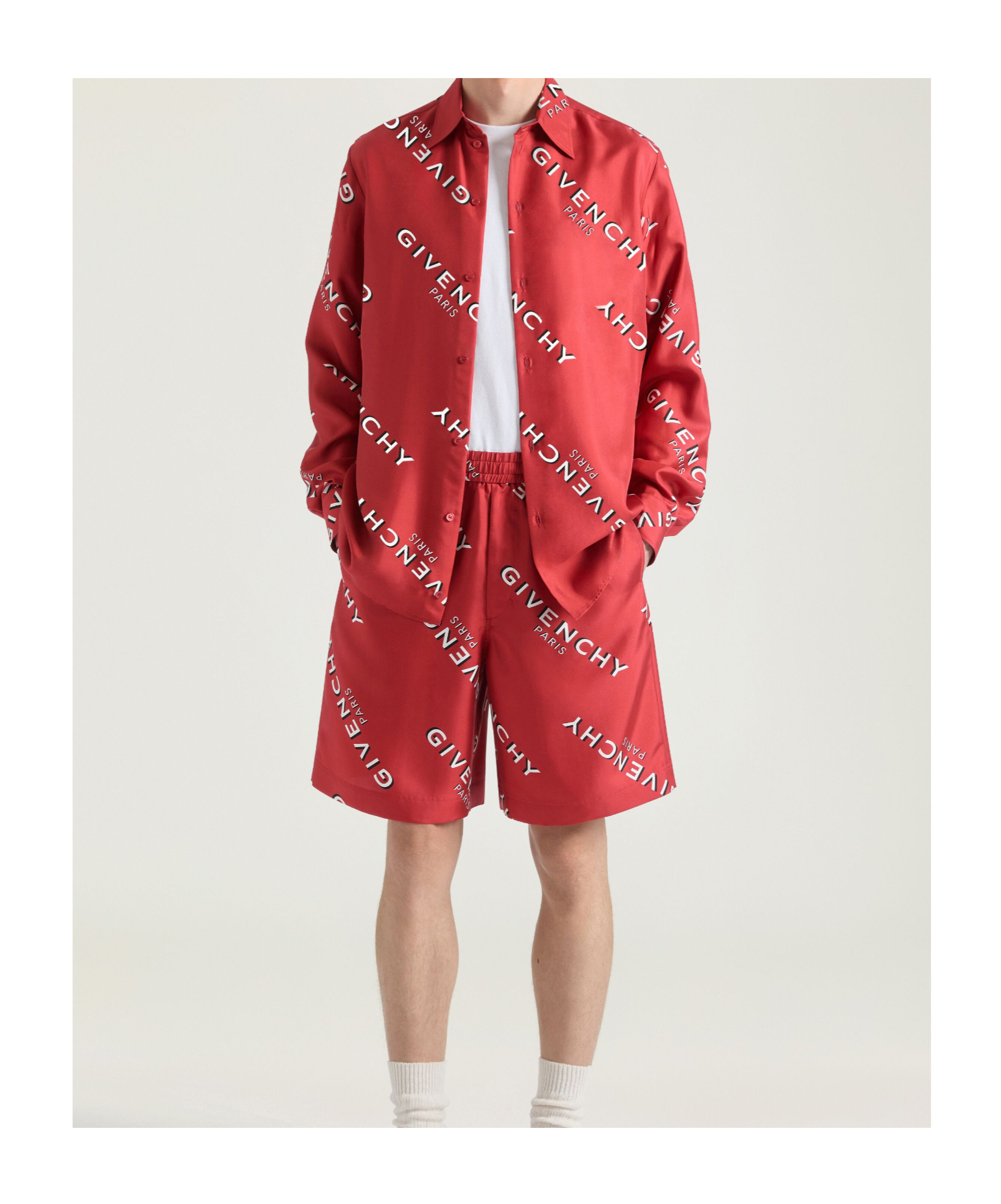 Givenchy Shadow Printed Shirt In Silk In Red