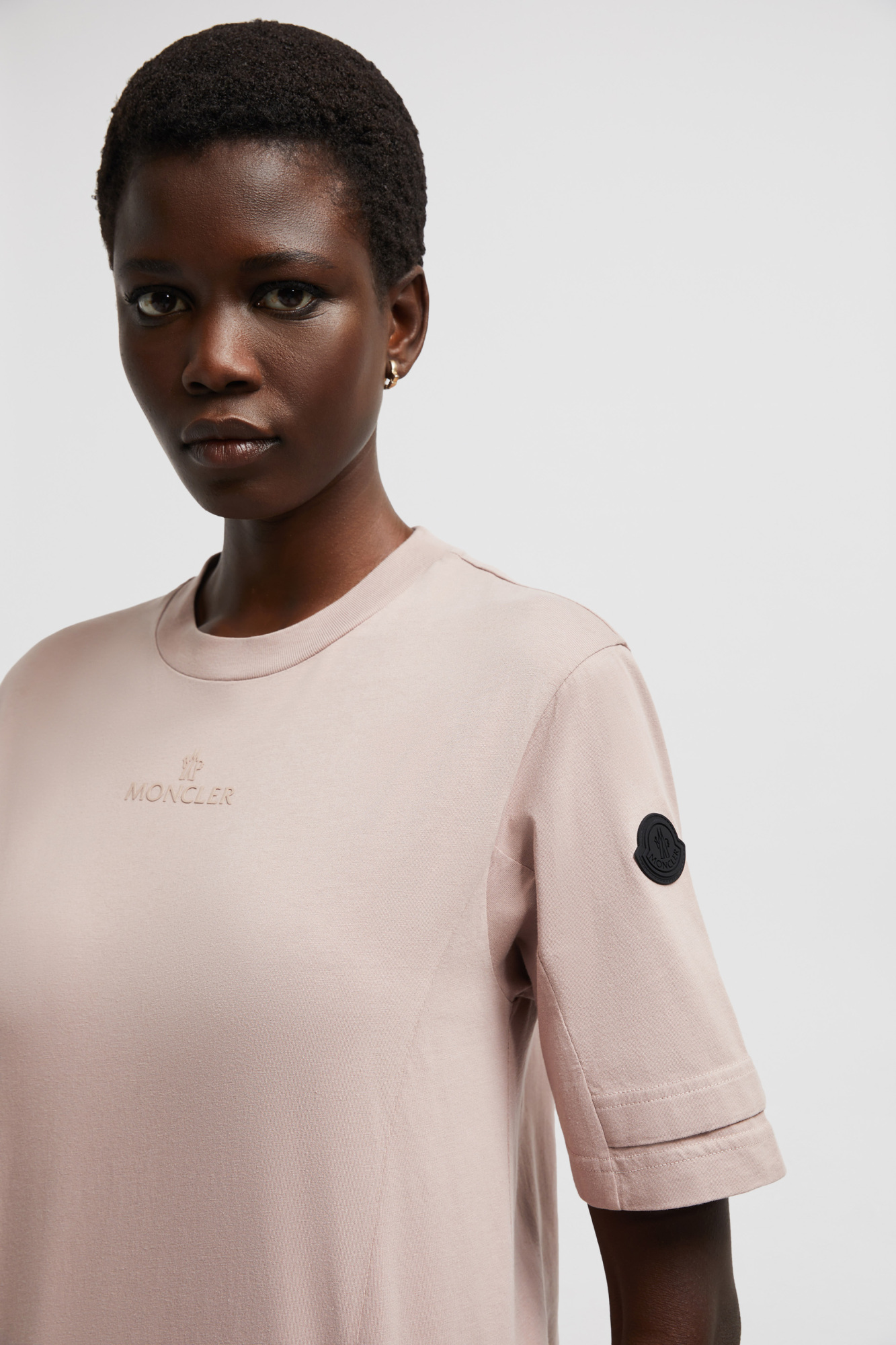 Moncler Logo-patch Cotton T-shirt In Nude