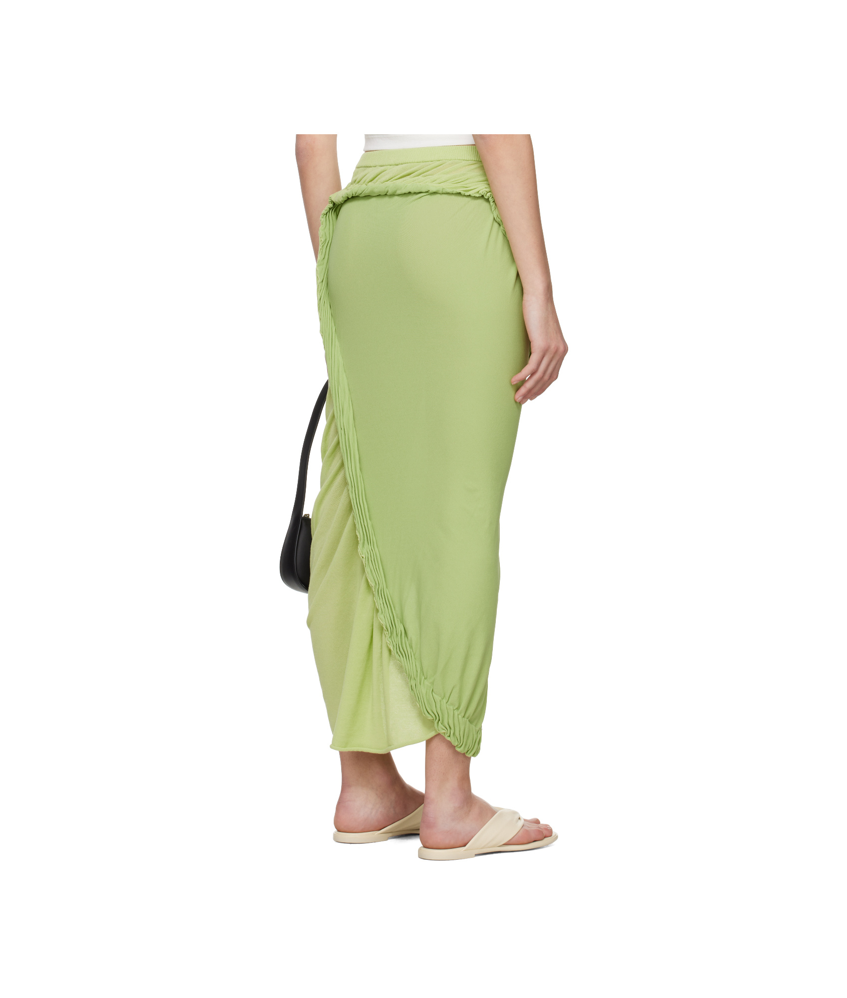 Issey Miyake Beanstalk Spiral Knit Skirt In Green