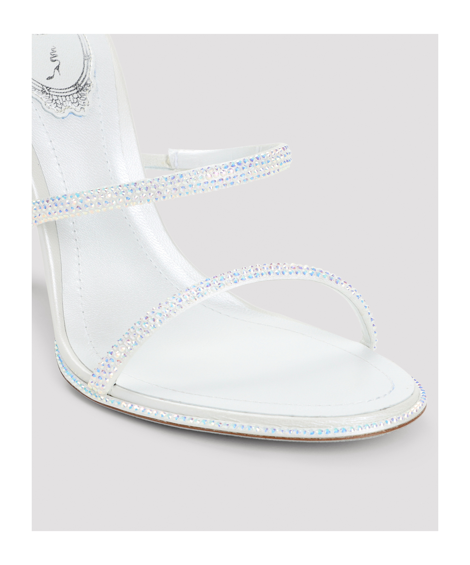 René Caovilla Spiral Strap Open Toe Sandals With Embellishments In White