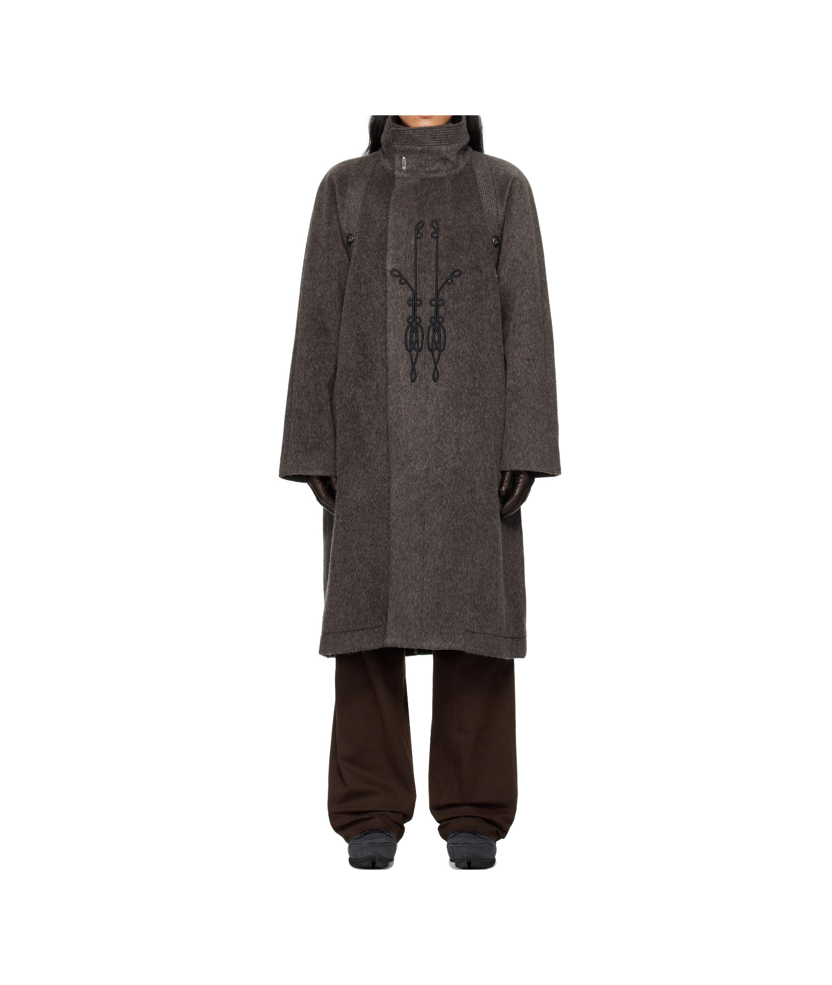Kiko Kostadinov Stand Collar Coat In Brown