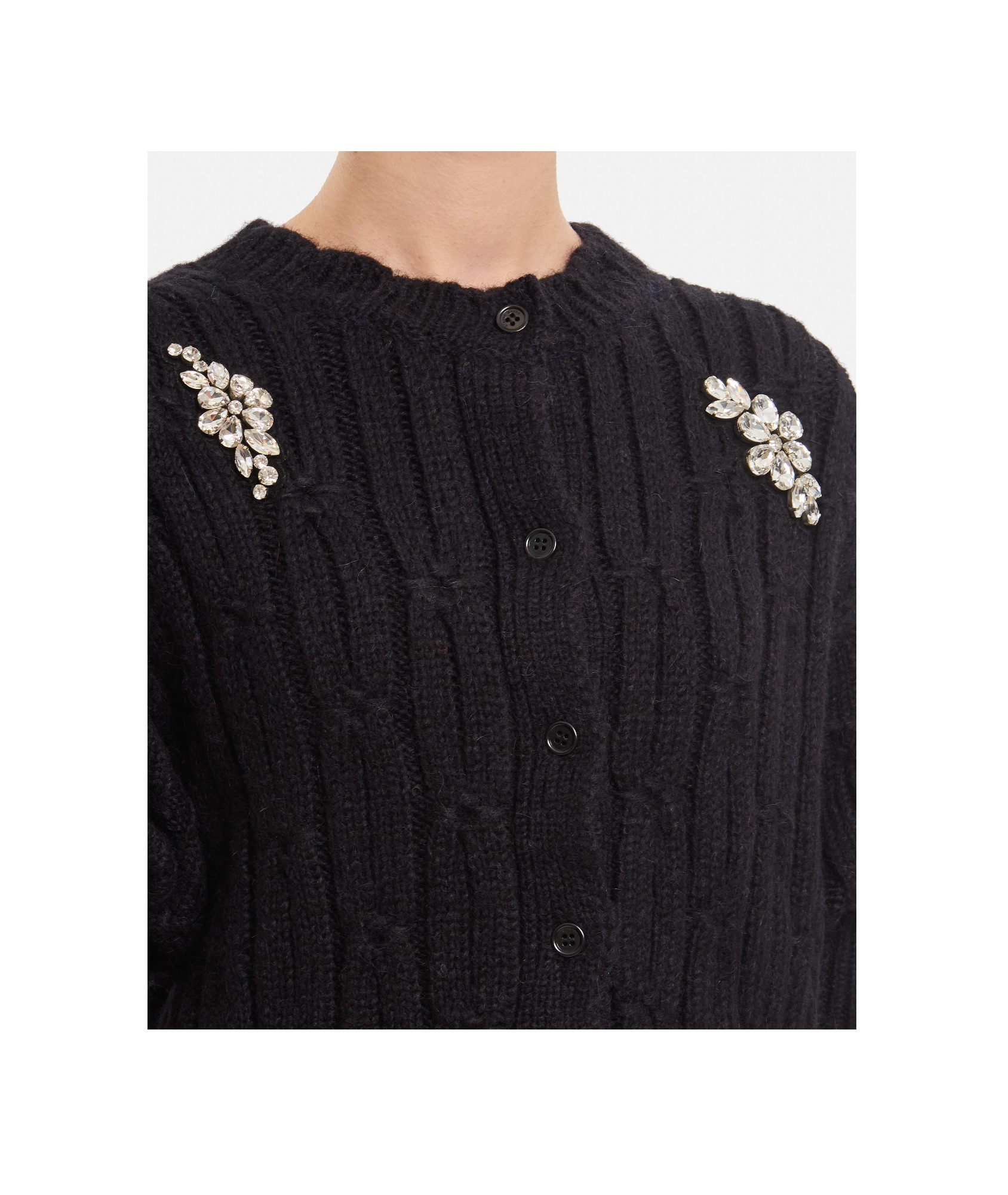 Simone Rocha Bubble Sleeve Knitted Cardigan In Black