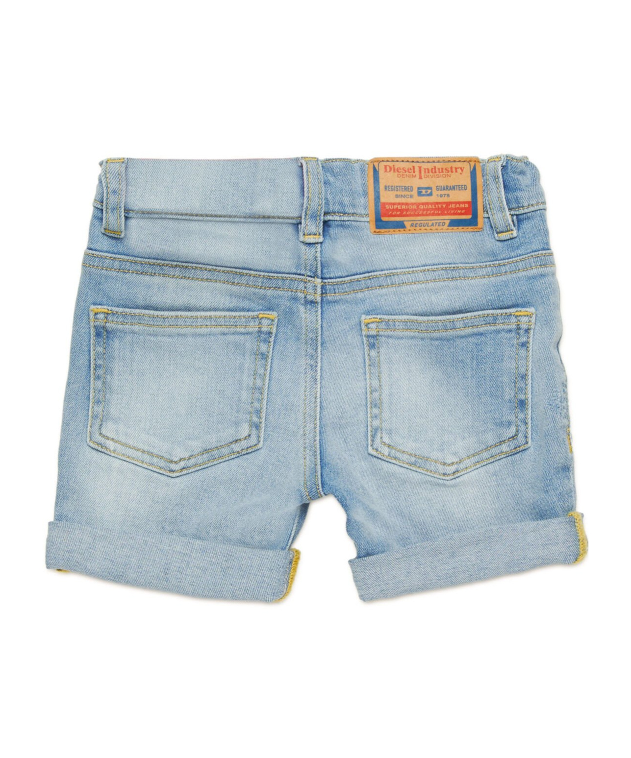 Diesel Shorts In Distressed Denim In Light Blue