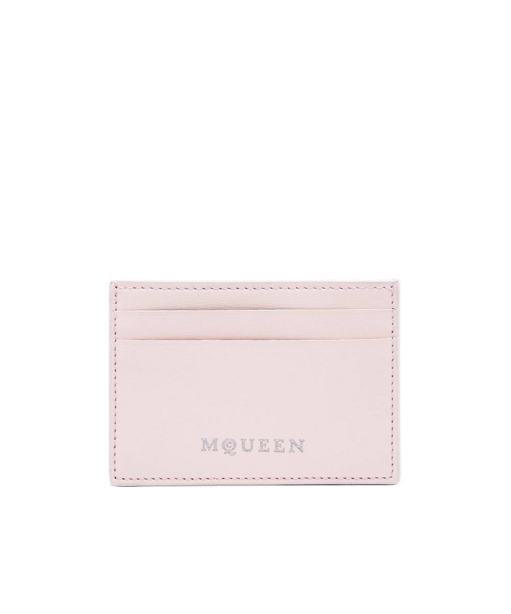Alexander Mcqueen Compact Silver Foil Card Case In Pink